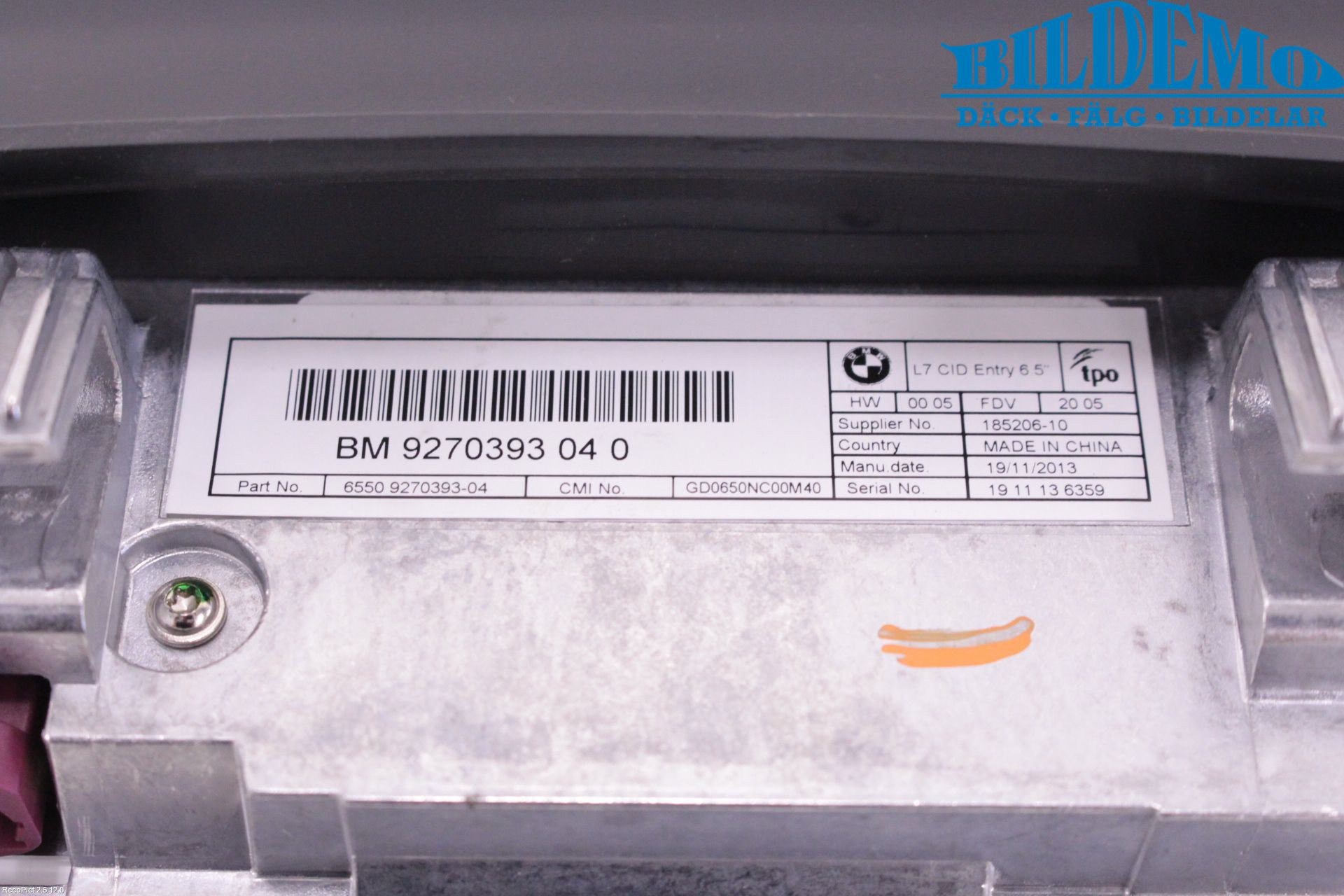 BMW 3 GT F34 13-19 Instr Skjerm Dvd-Gps-Ac-Tlf
