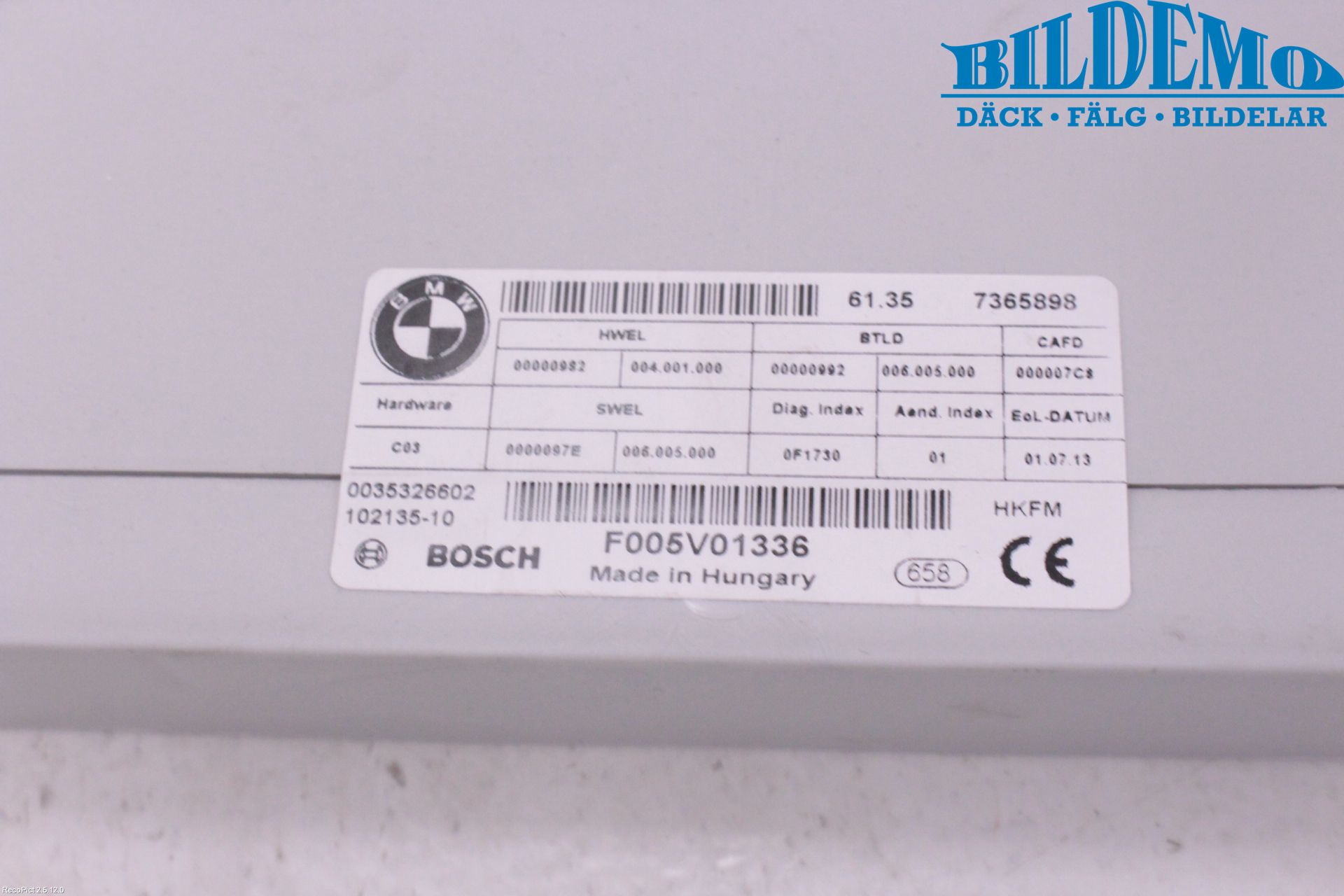 BMW 5 F10/F11/F18 09-17 Styreenhet Øvrig