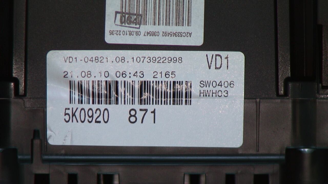 Volkswagen VW GOLF VI 09-13 Instr Kombinert