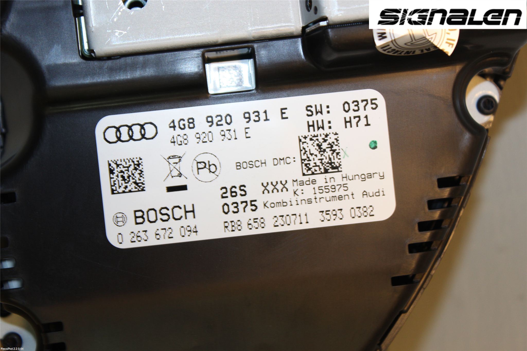 Audi A6/S6 4G 11-18 Instr Kombinert