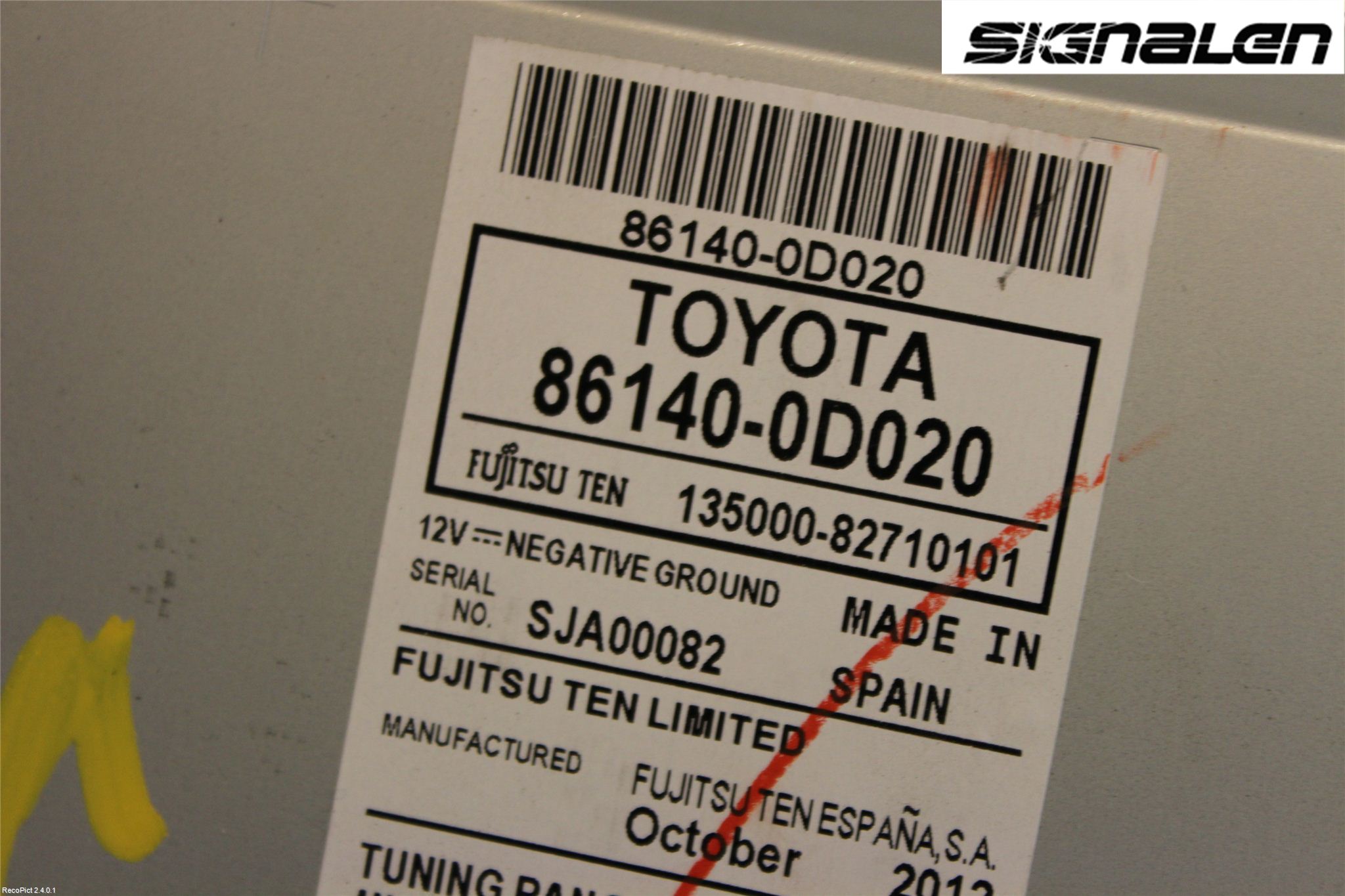 Toyota YARIS XP130 12-14 Stereo Radio