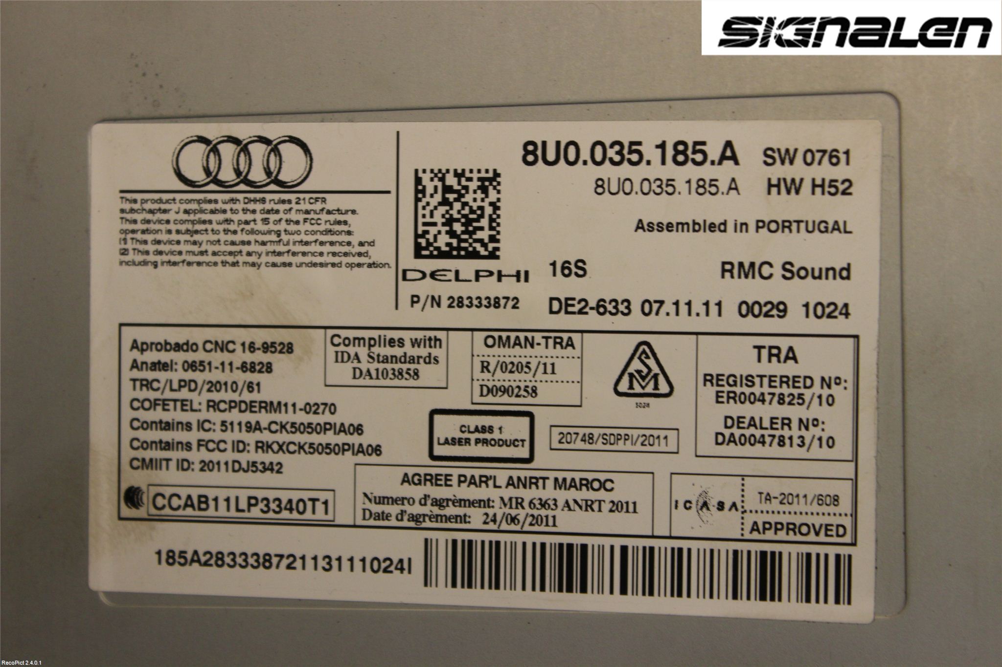 Audi Q3 8U 12-18 Stereo Radio