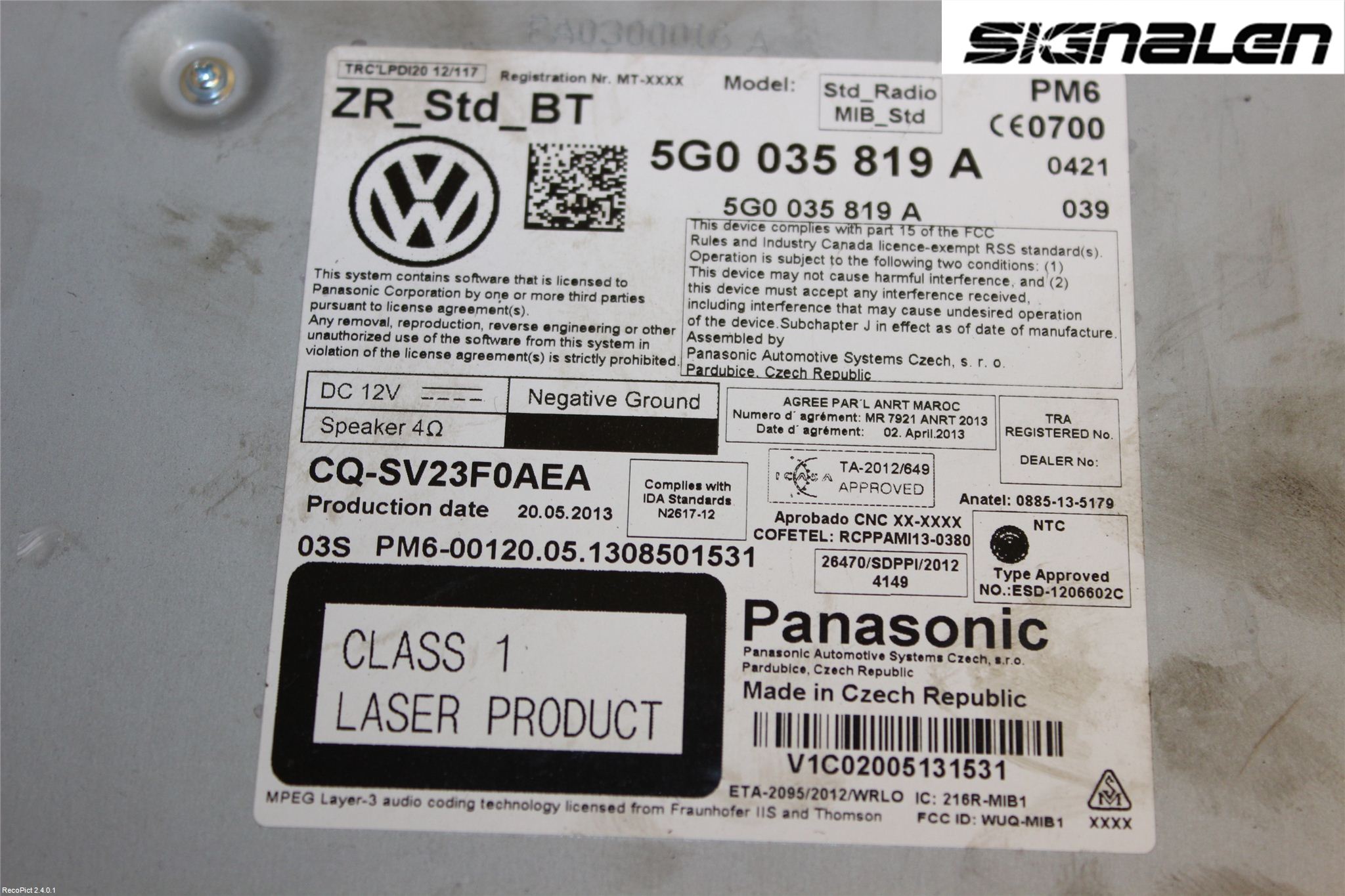 Volkswagen VW GOLF / E-GOLF VII 13-20 Stereo Radio