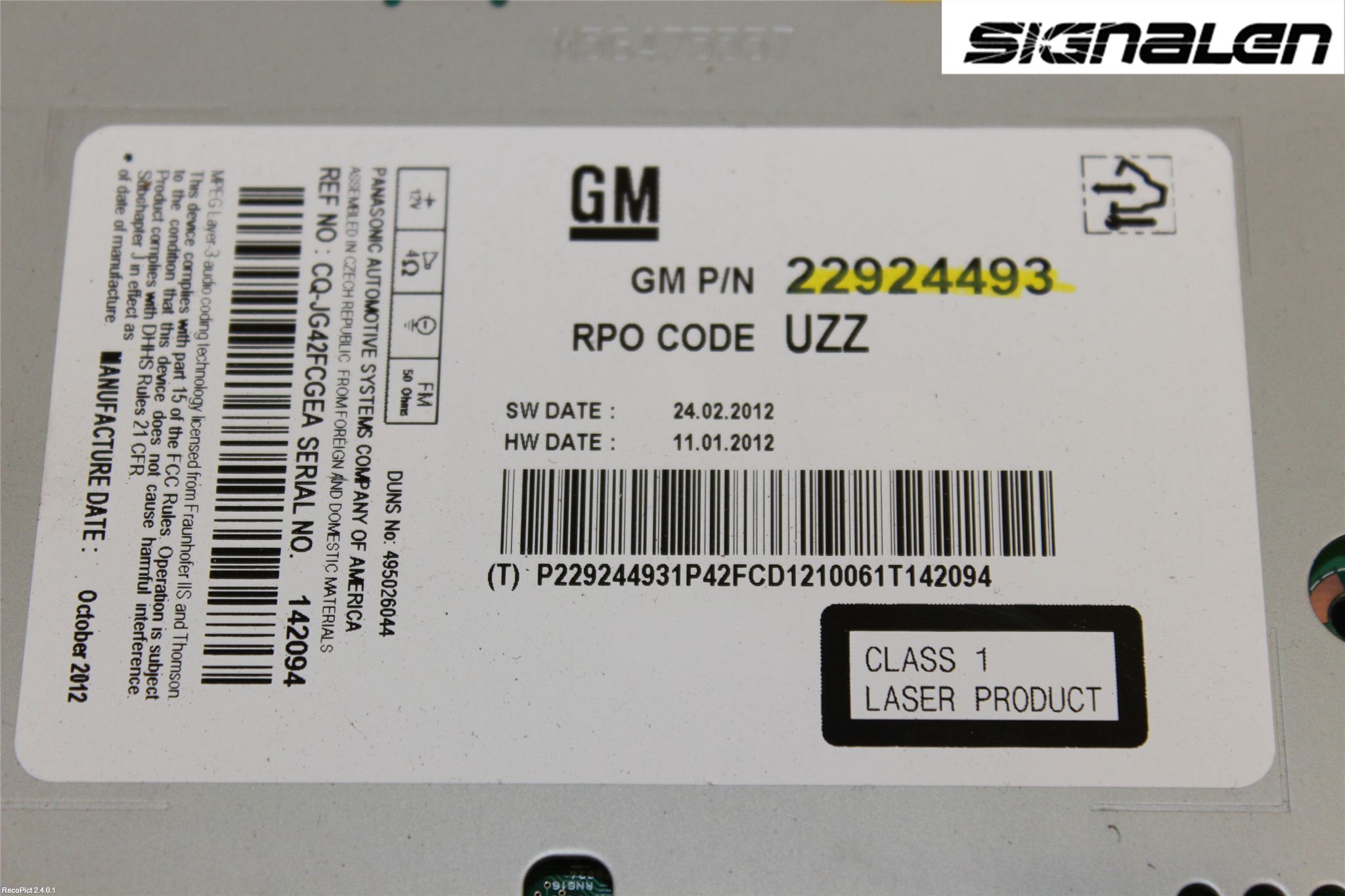 Opel ASTRA J 10-15 Stereo Radio