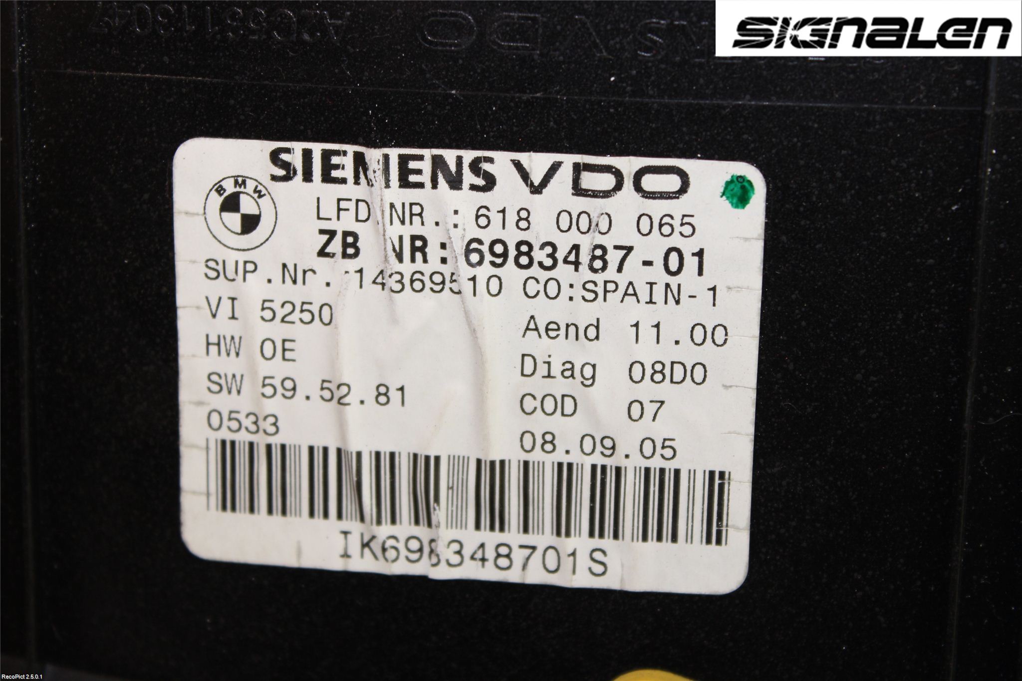 BMW 3 E90/91 SED/TOU 05-12 Instr Kombinert