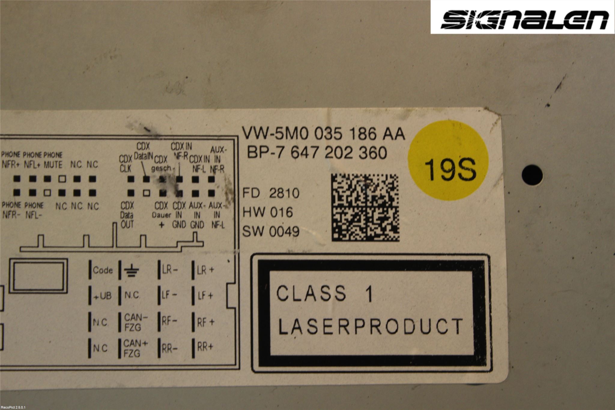 Volkswagen VW POLO 10-17 Stereo Radio Med Cd