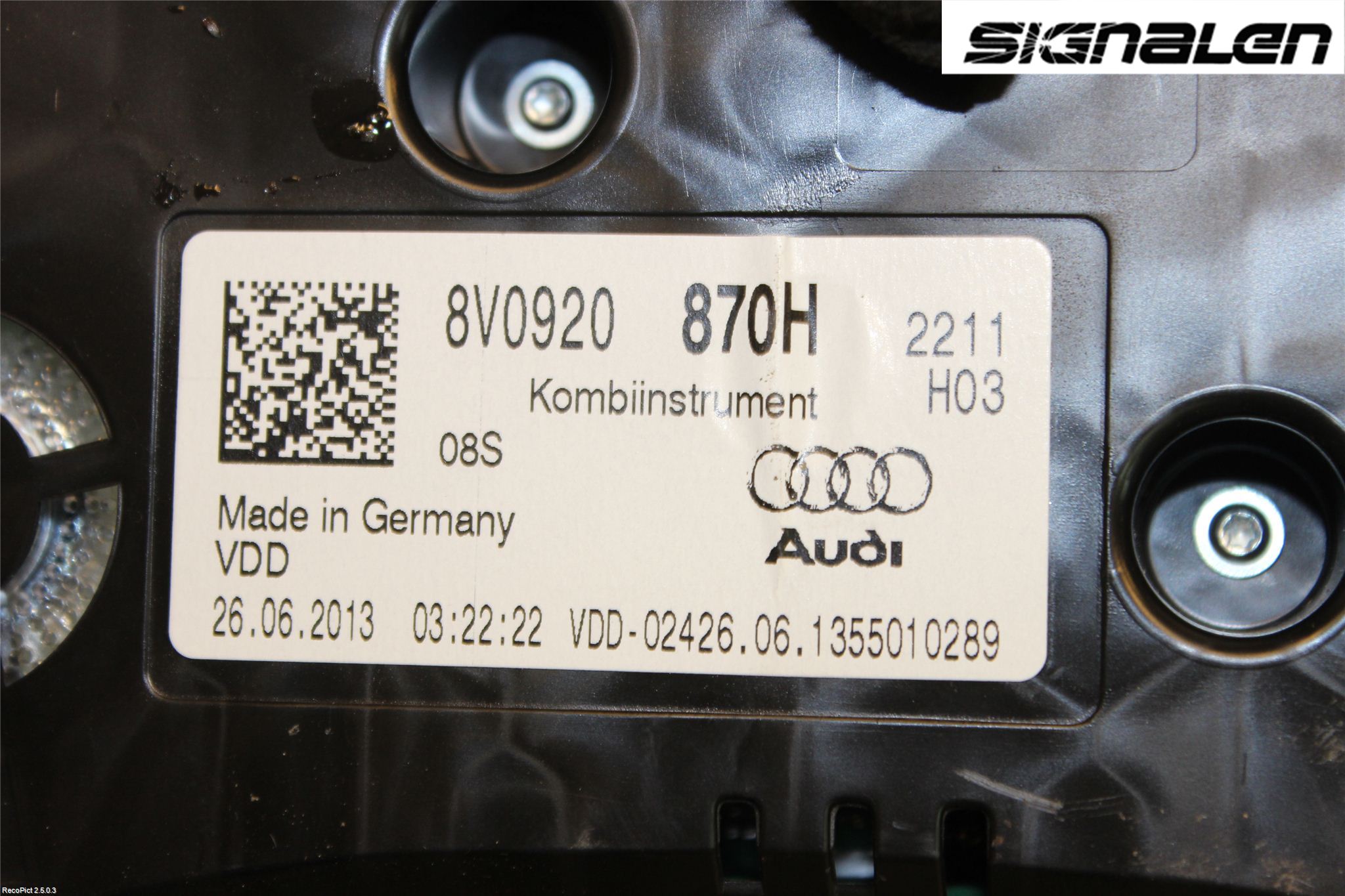 Audi A3/S3 8V 13-20 Instr Kombinert