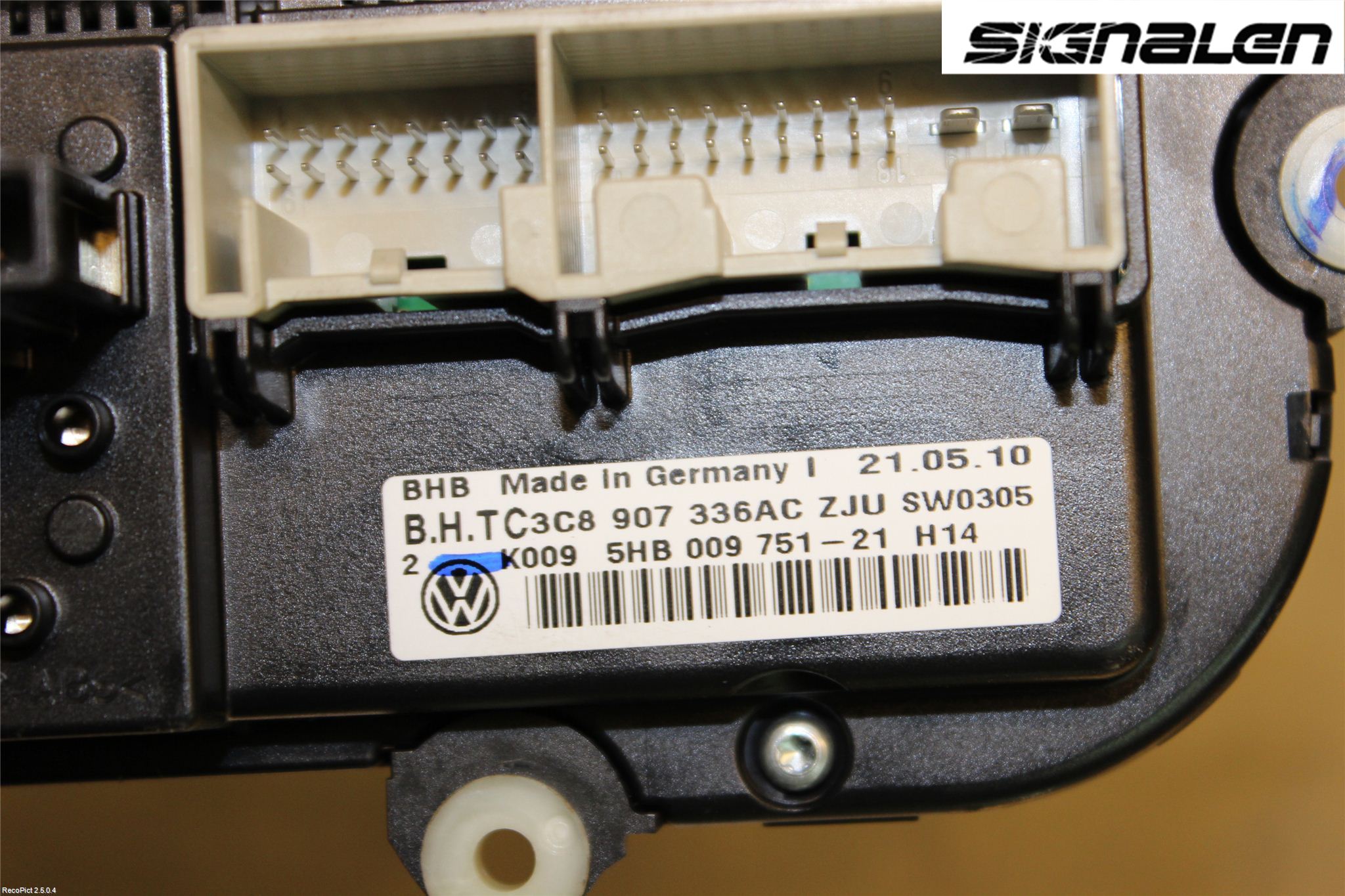 Volkswagen VW GOLF VI 09-13 Varme Ac Betjening-Display