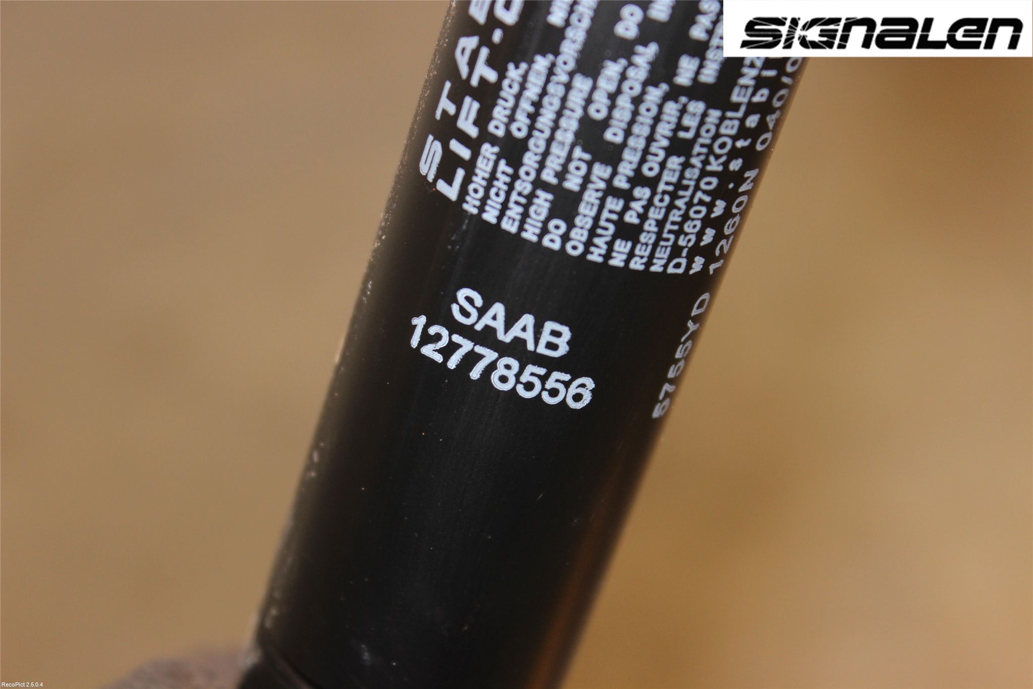 Saab 9-3 VER2/VER3 08-15 Bakluke Demper-Gassfjær