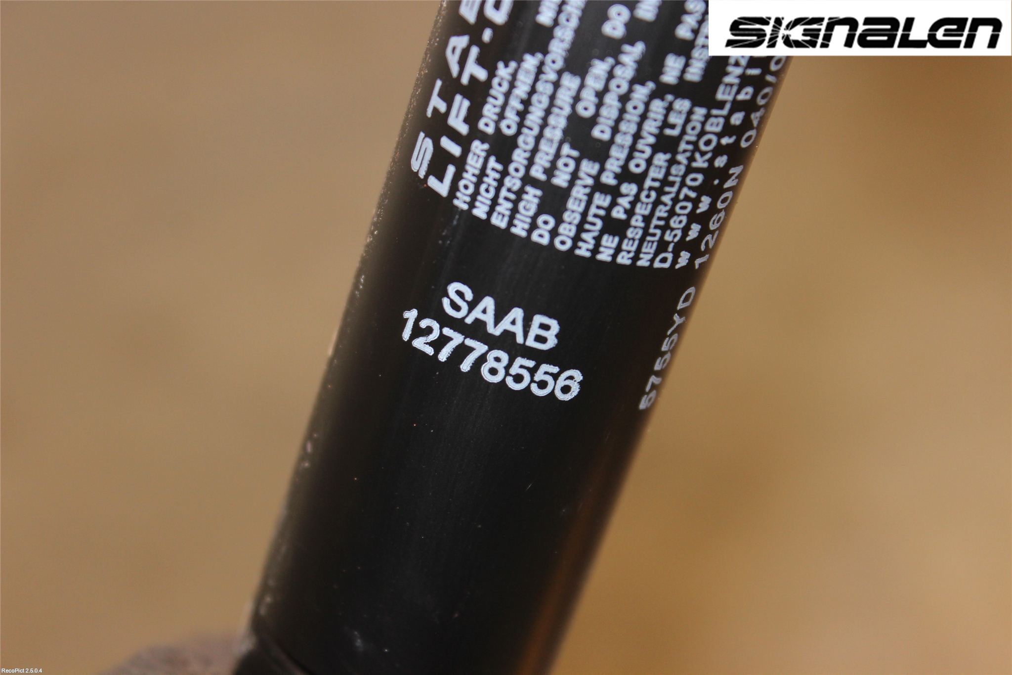 Saab 9-3 VER2/VER3 08-15 Bakluke Demper-Gassfjær