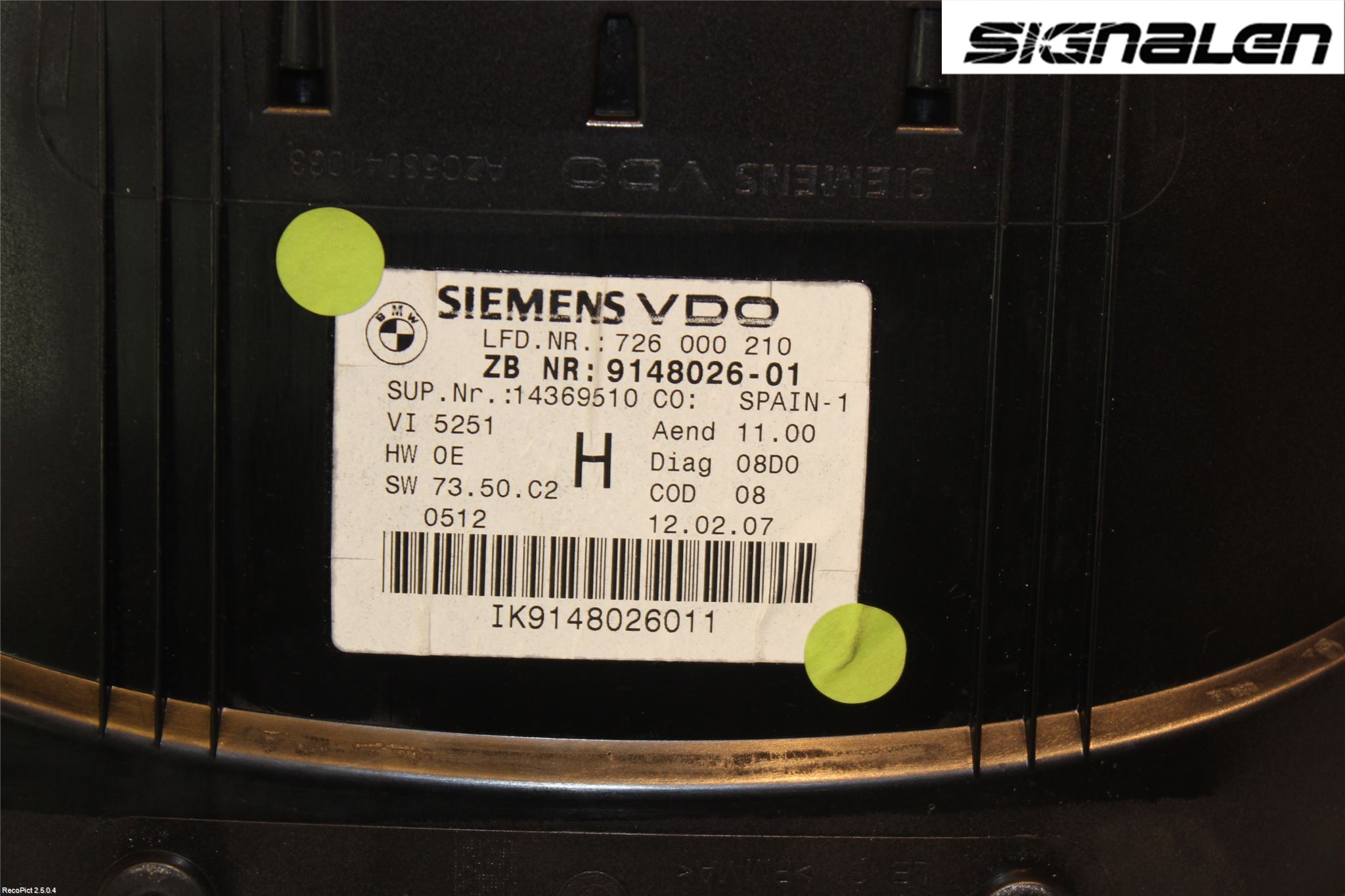 BMW 3 E90/91 SED/TOU 05-12 Instr Kombinert