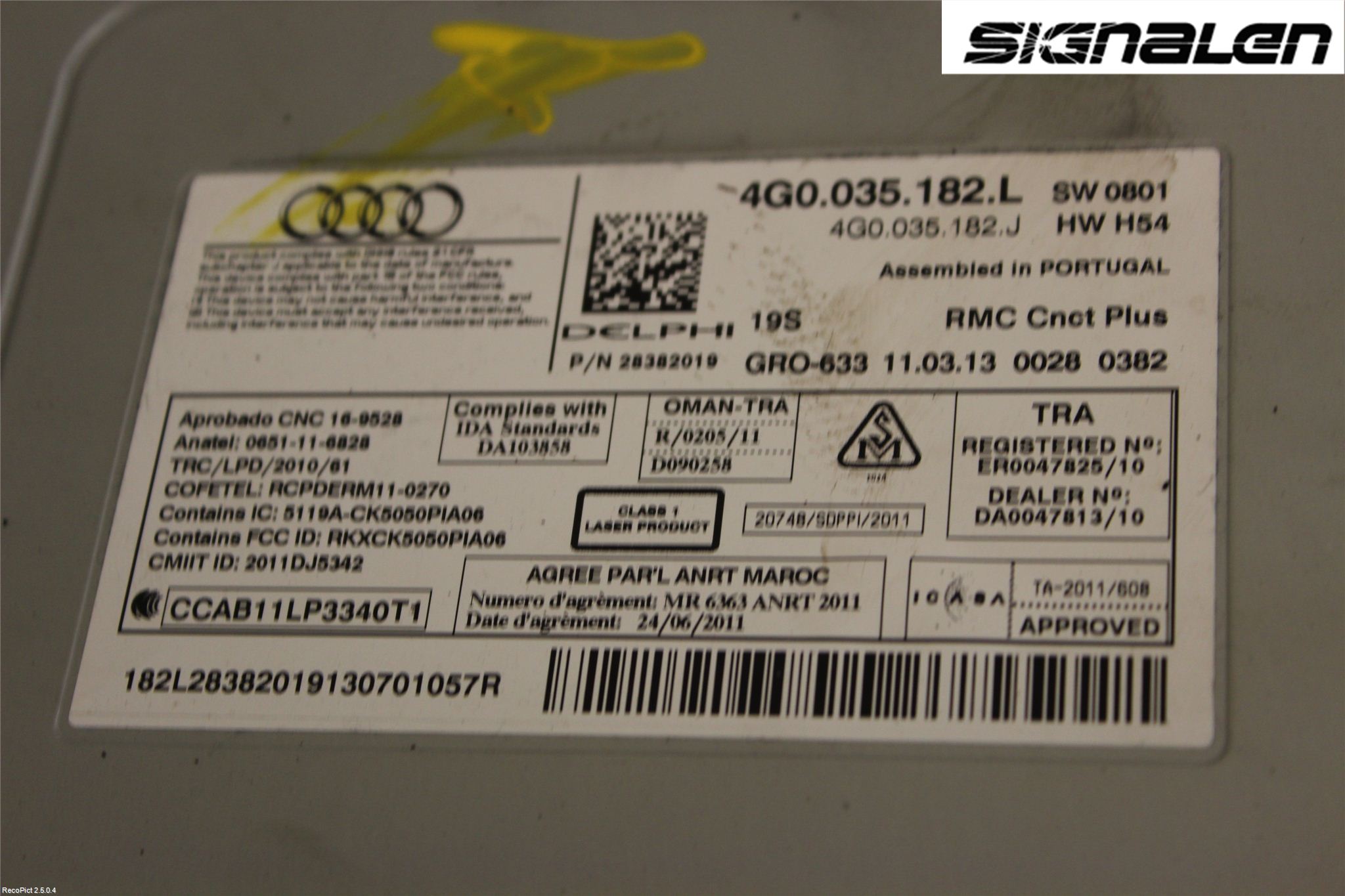 Audi A6/S6 4G 11-18 Stereo Radio