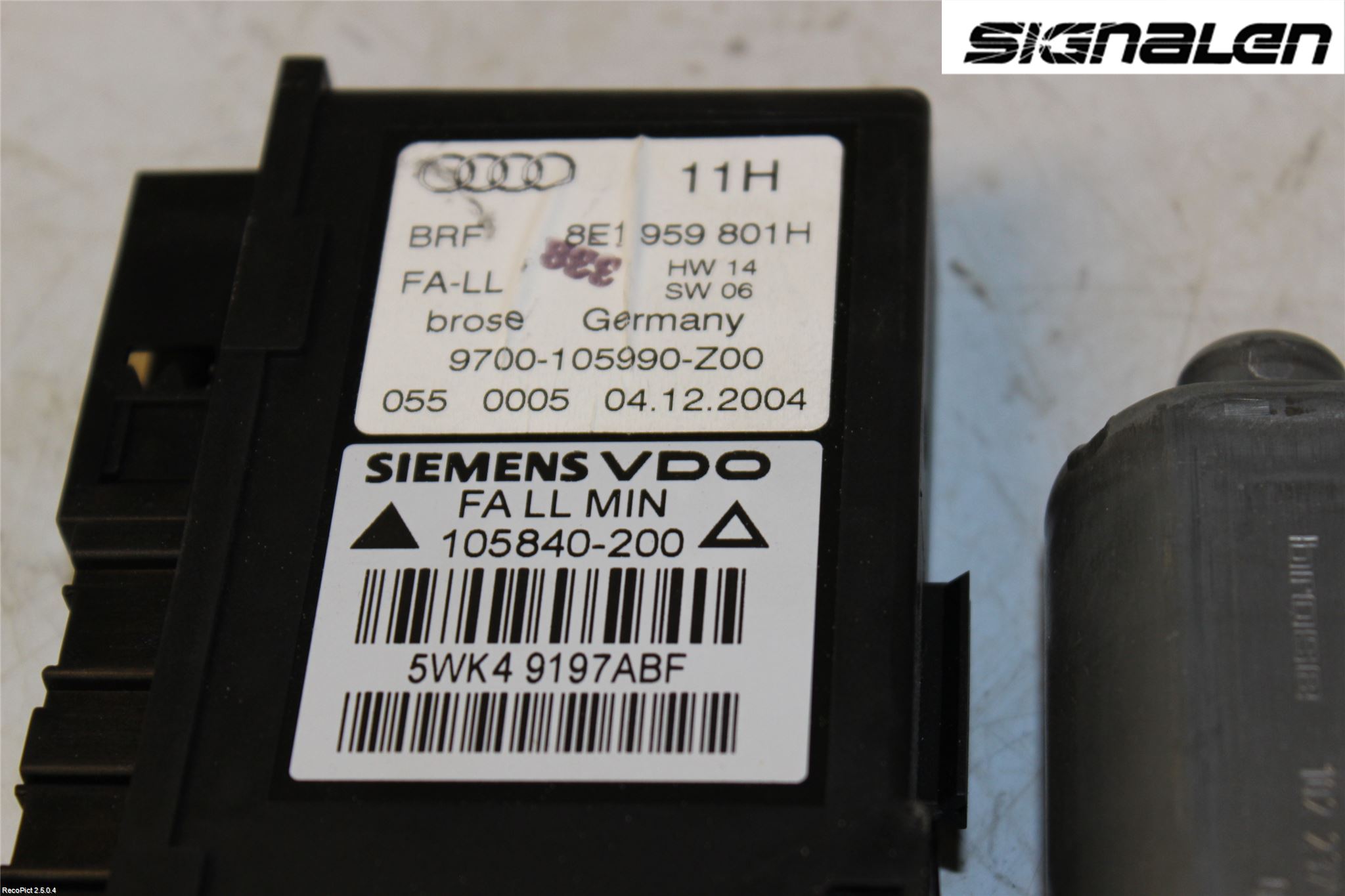 Audi A4/S4 05-07 Vindusheismotor