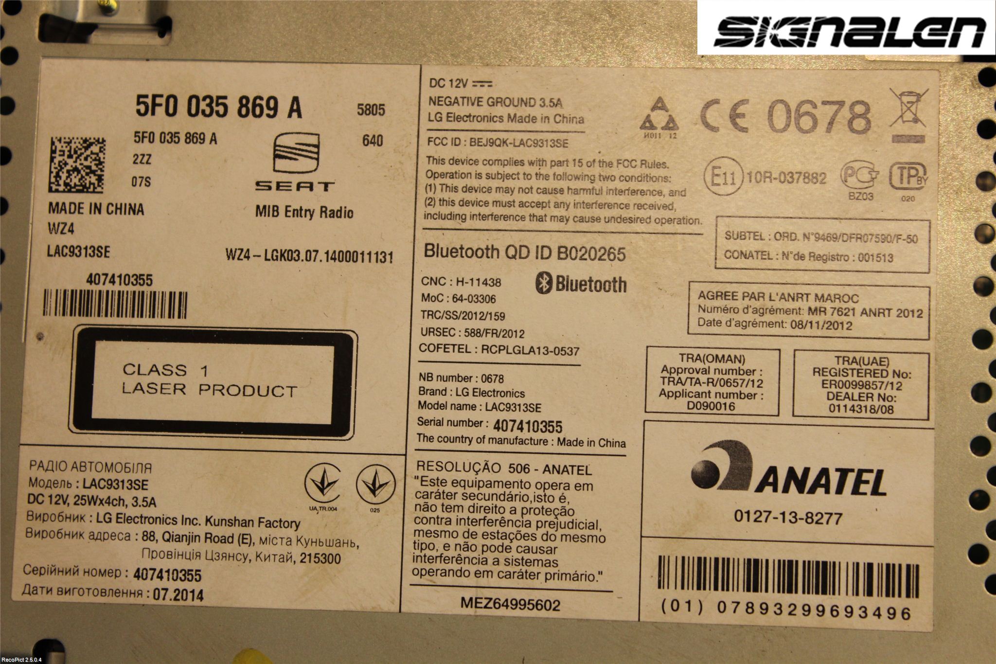 Seat LEON 13-20 Stereo Radio