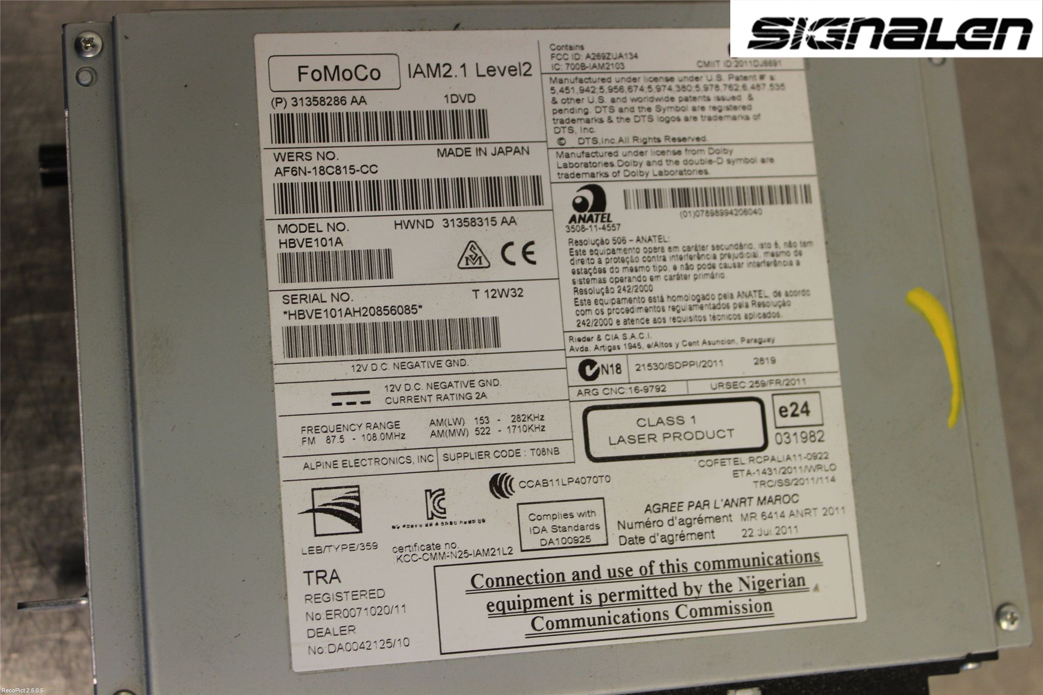 Volvo XC70 08-13 Stereo Radio