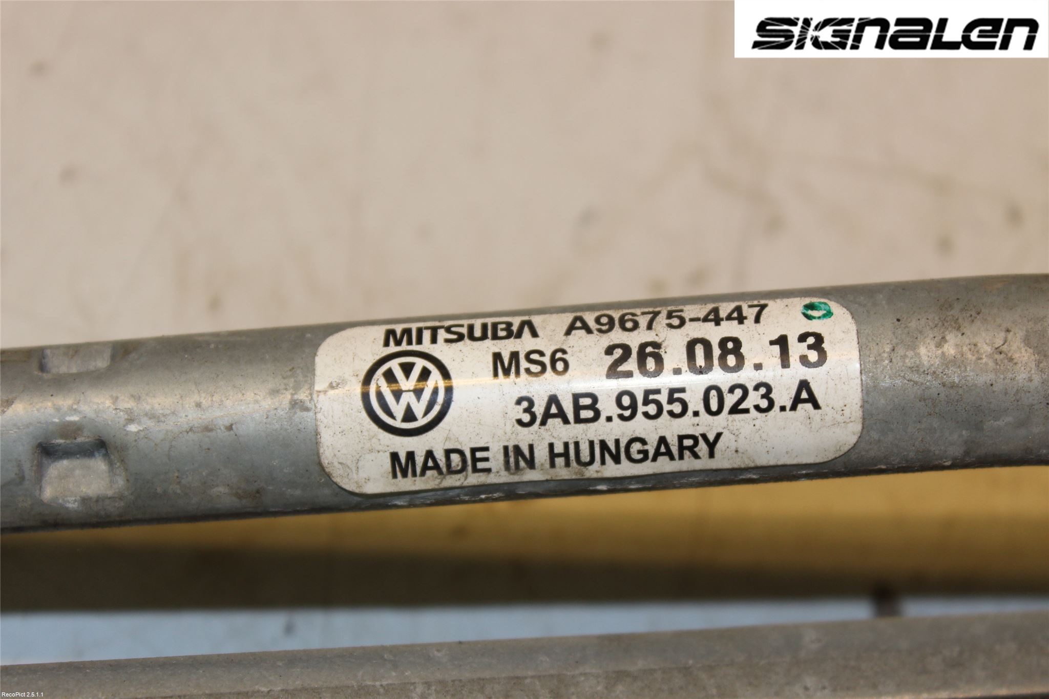 Volkswagen VW PASSAT 11-14 Viskeroverføring Frontrute