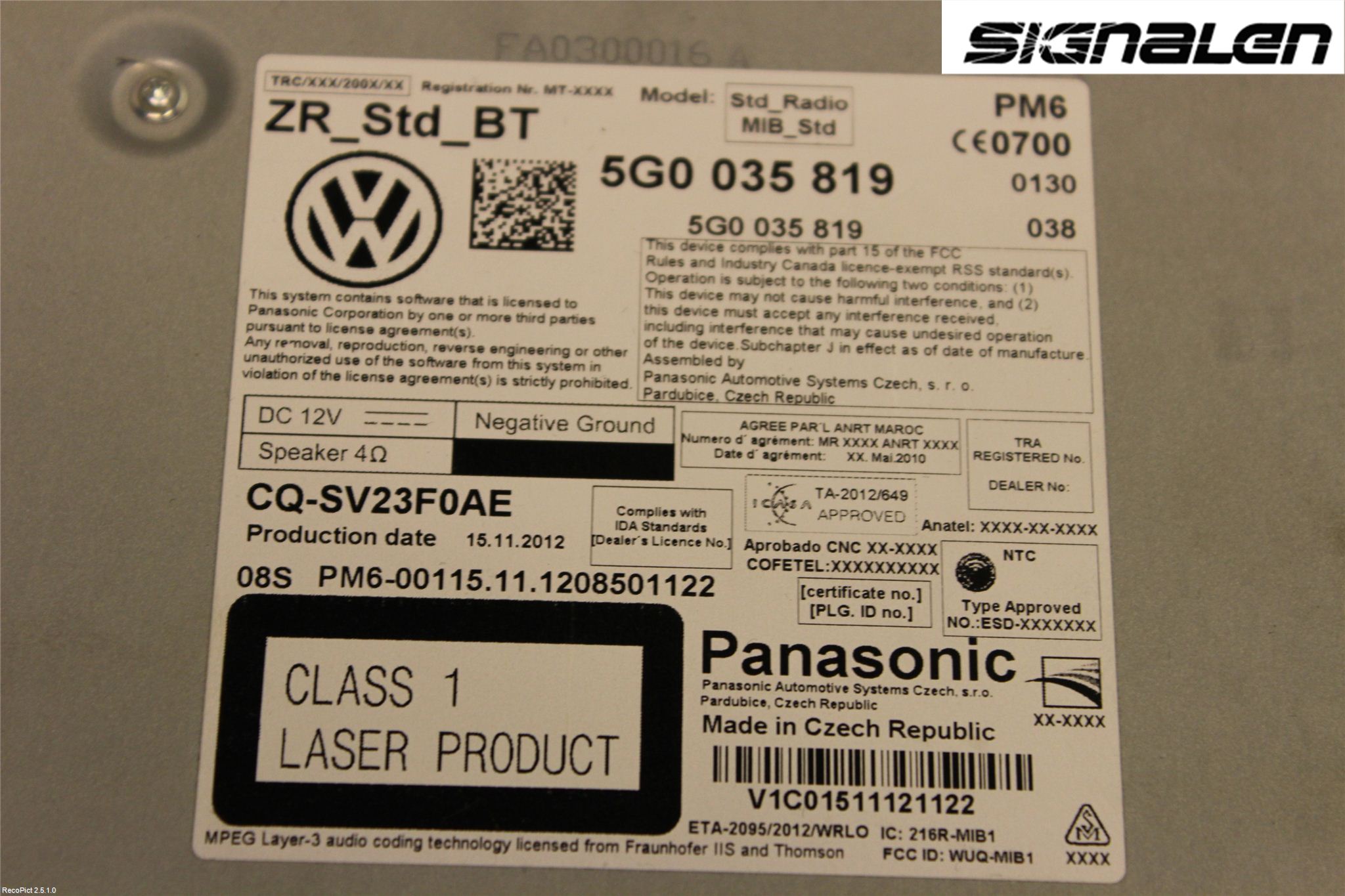 Volkswagen VW GOLF / E-GOLF VII 13-20 Stereo Radio