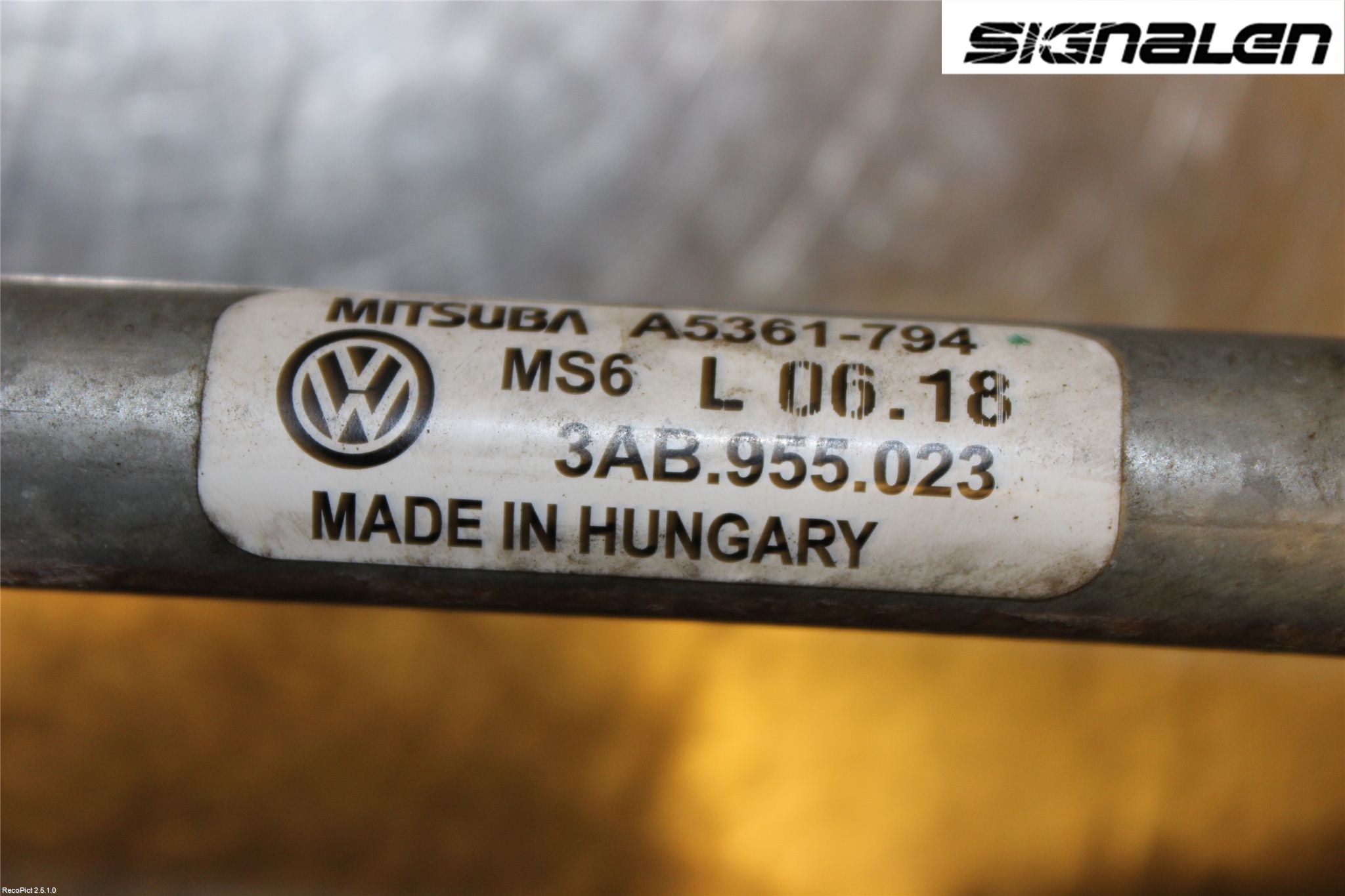 Volkswagen VW PASSAT 11-14 Viskeroverføring Frontrute