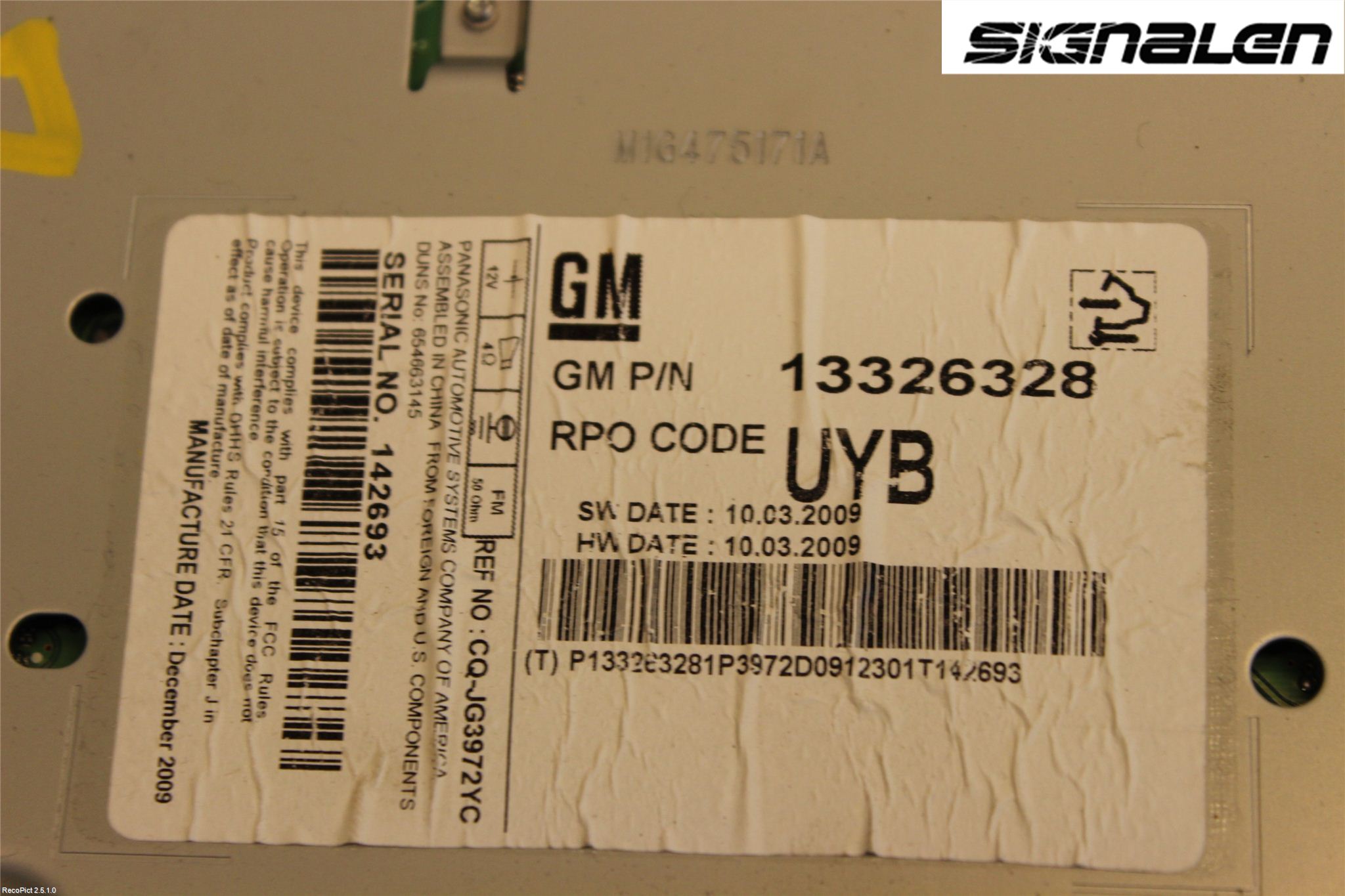 GM CHEVROLET CRUZE Stereo Radio