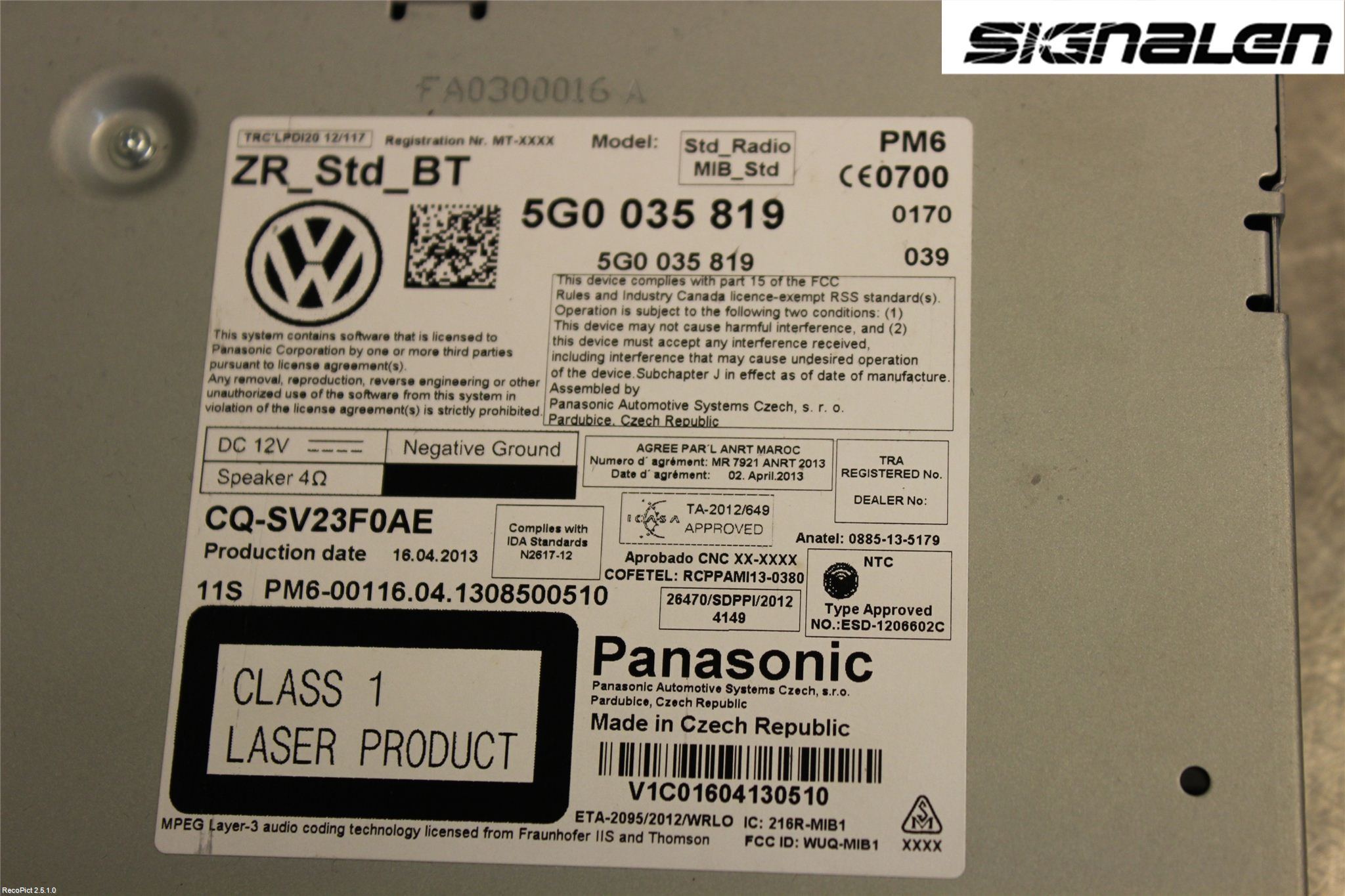Volkswagen VW GOLF / E-GOLF VII 13-20 Stereo Radio