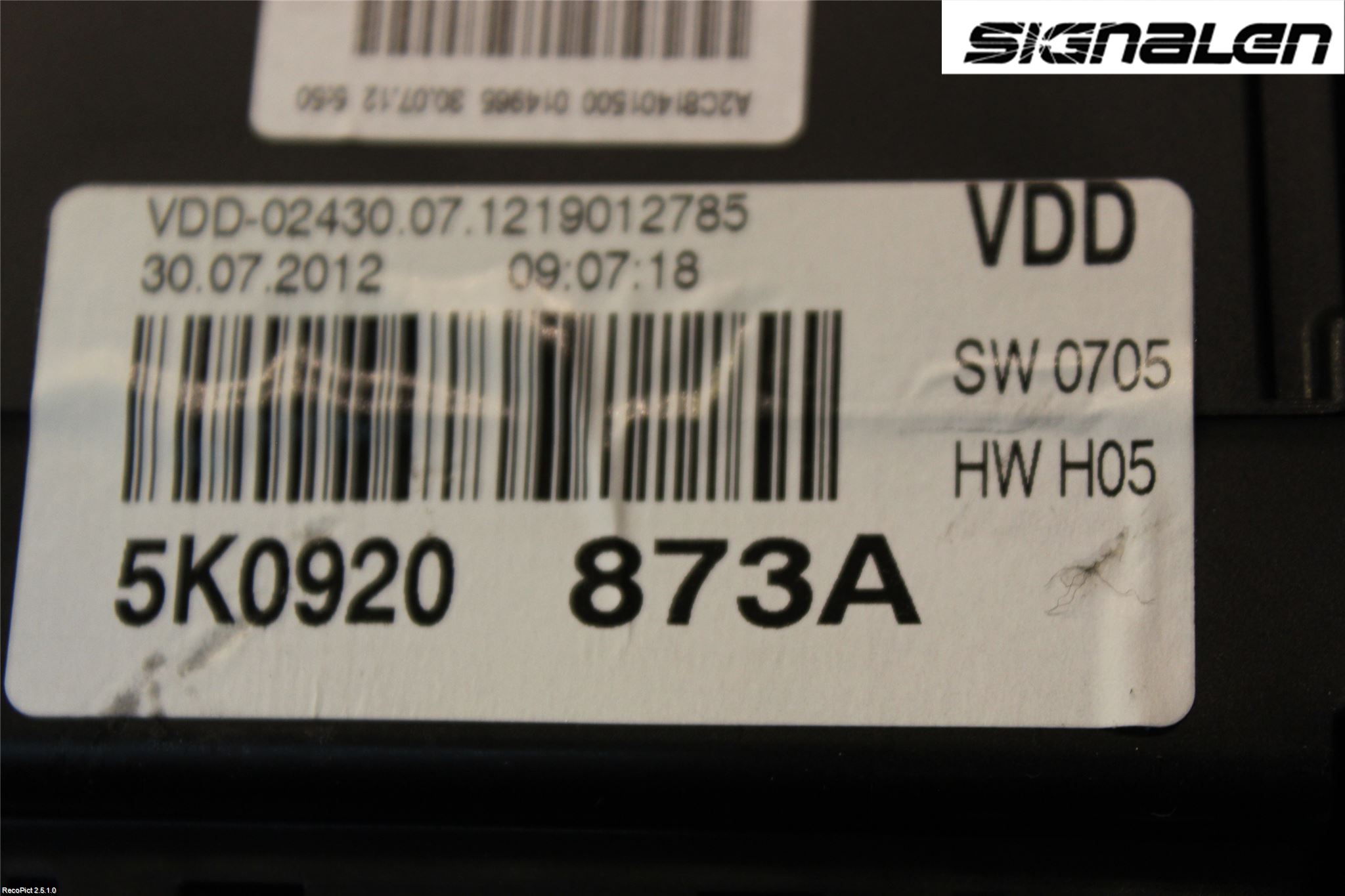 Volkswagen VW GOLF VI 09-13 Instr Kombinert