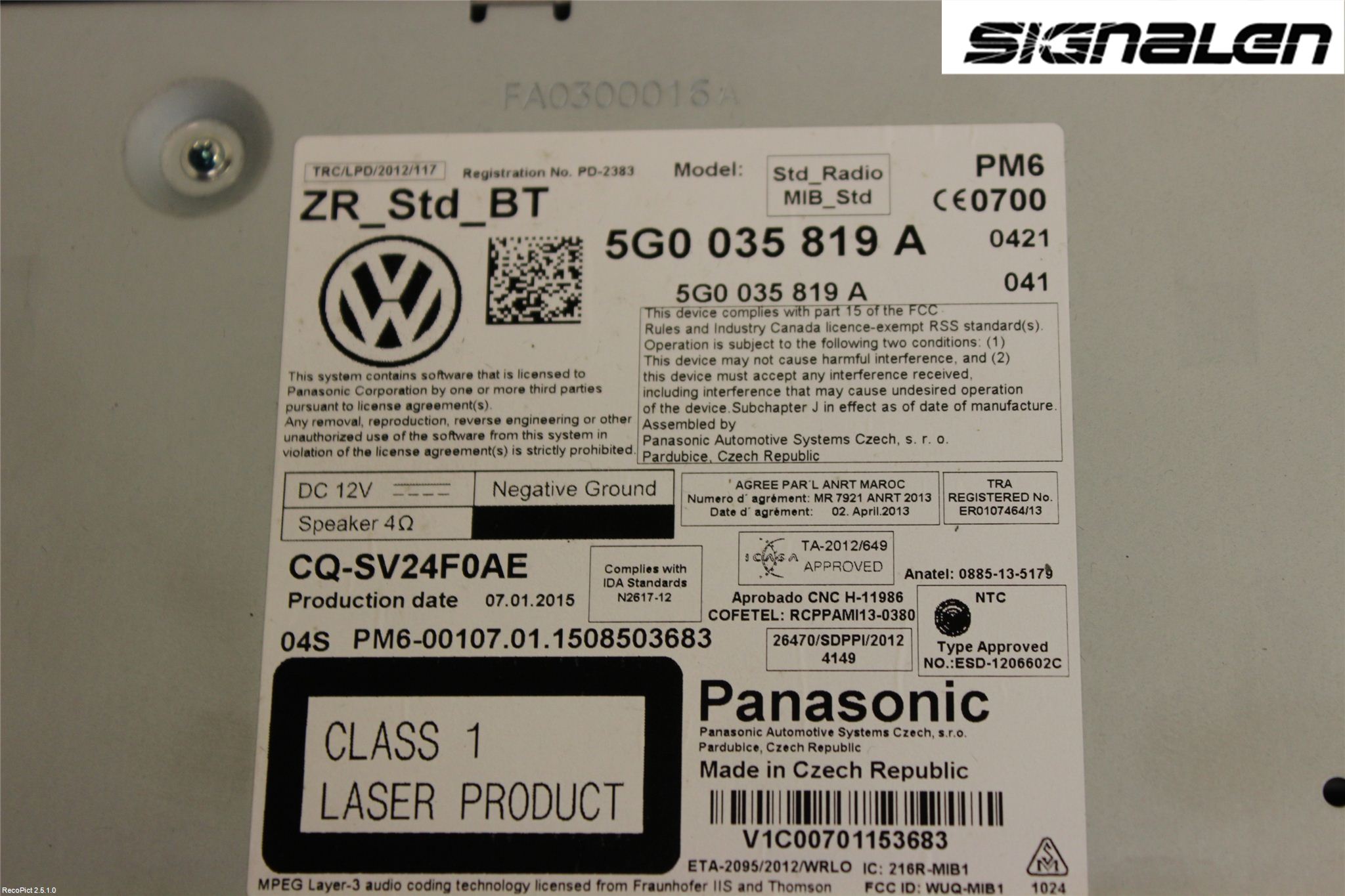 Volkswagen VW GOLF / E-GOLF VII 13-20 Stereo Radio