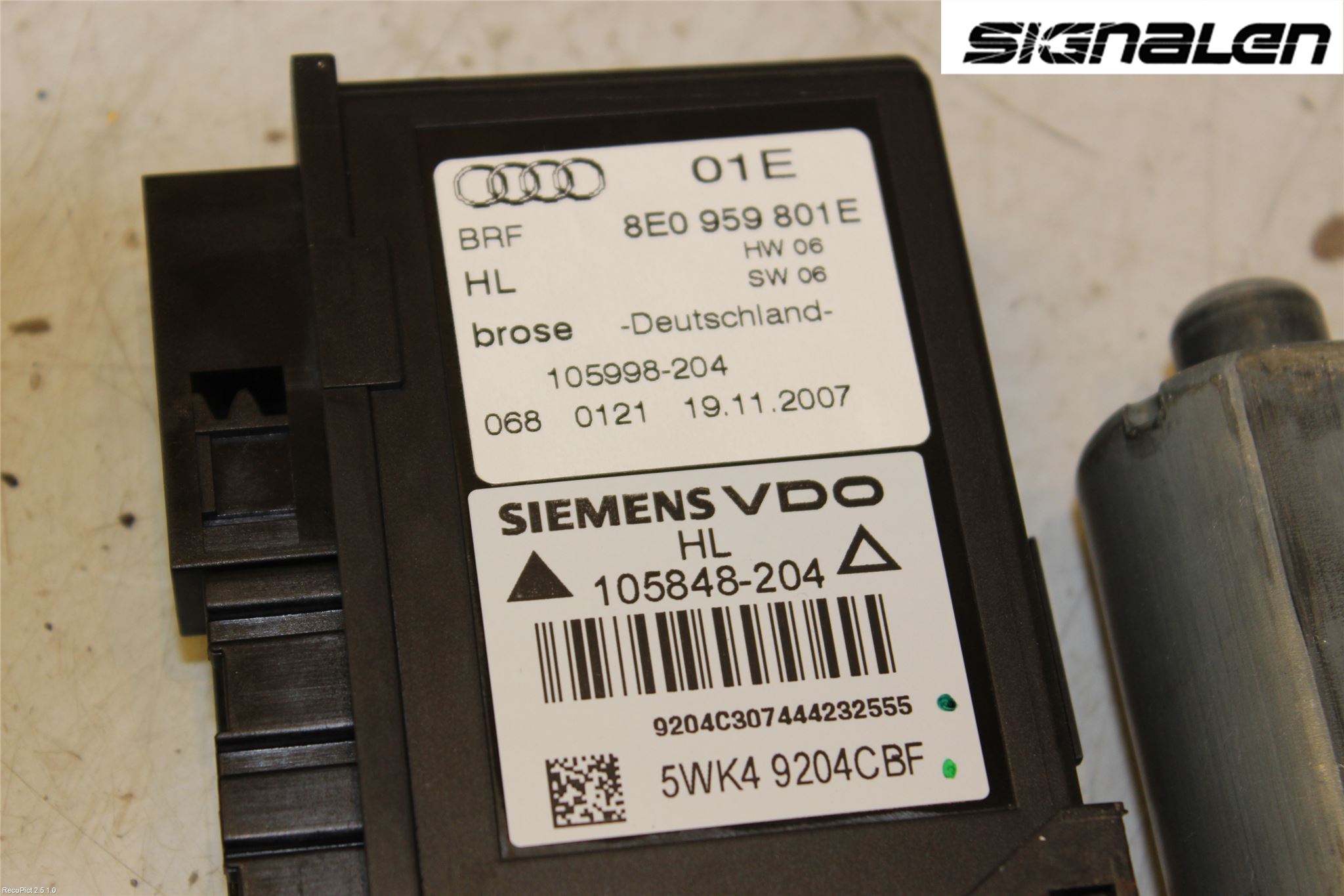 Audi A4/S4 05-07 Vindusheismotor