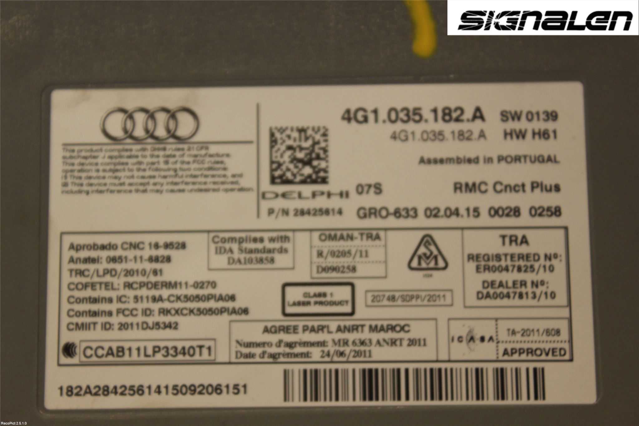 Audi A6 ALLROAD 12-18 Stereo Radio Med Cd