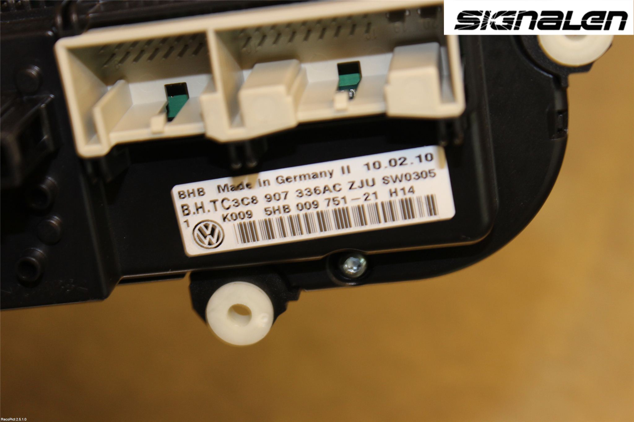 Volkswagen VW GOLF VI 09-13 Varme Ac Betjening-Display