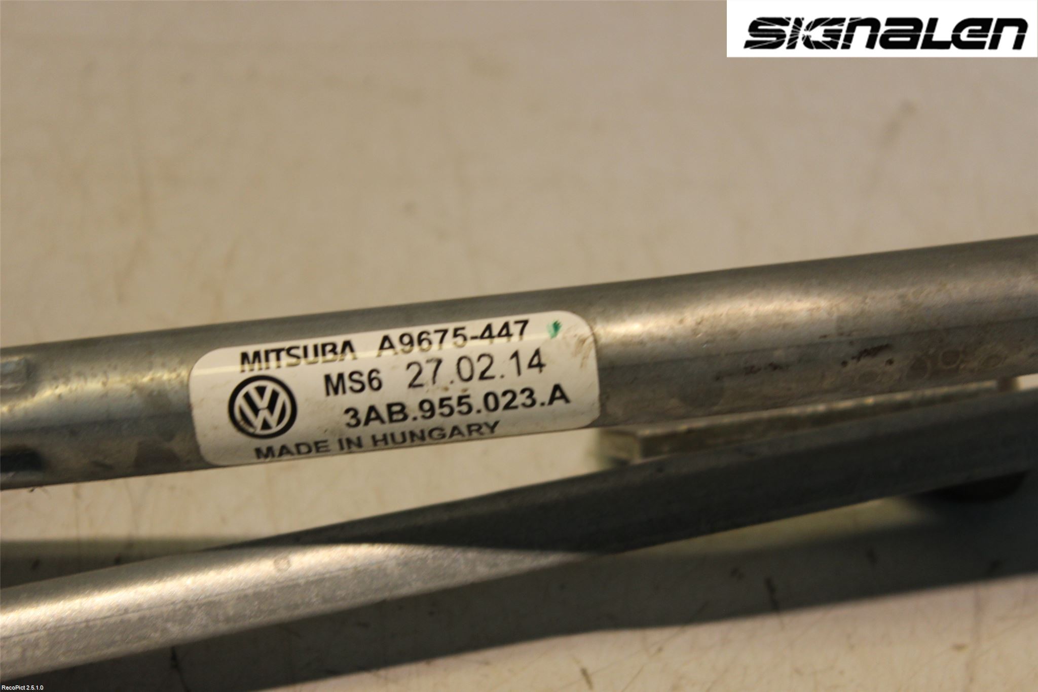 Volkswagen VW PASSAT 11-14 Viskeroverføring Frontrute