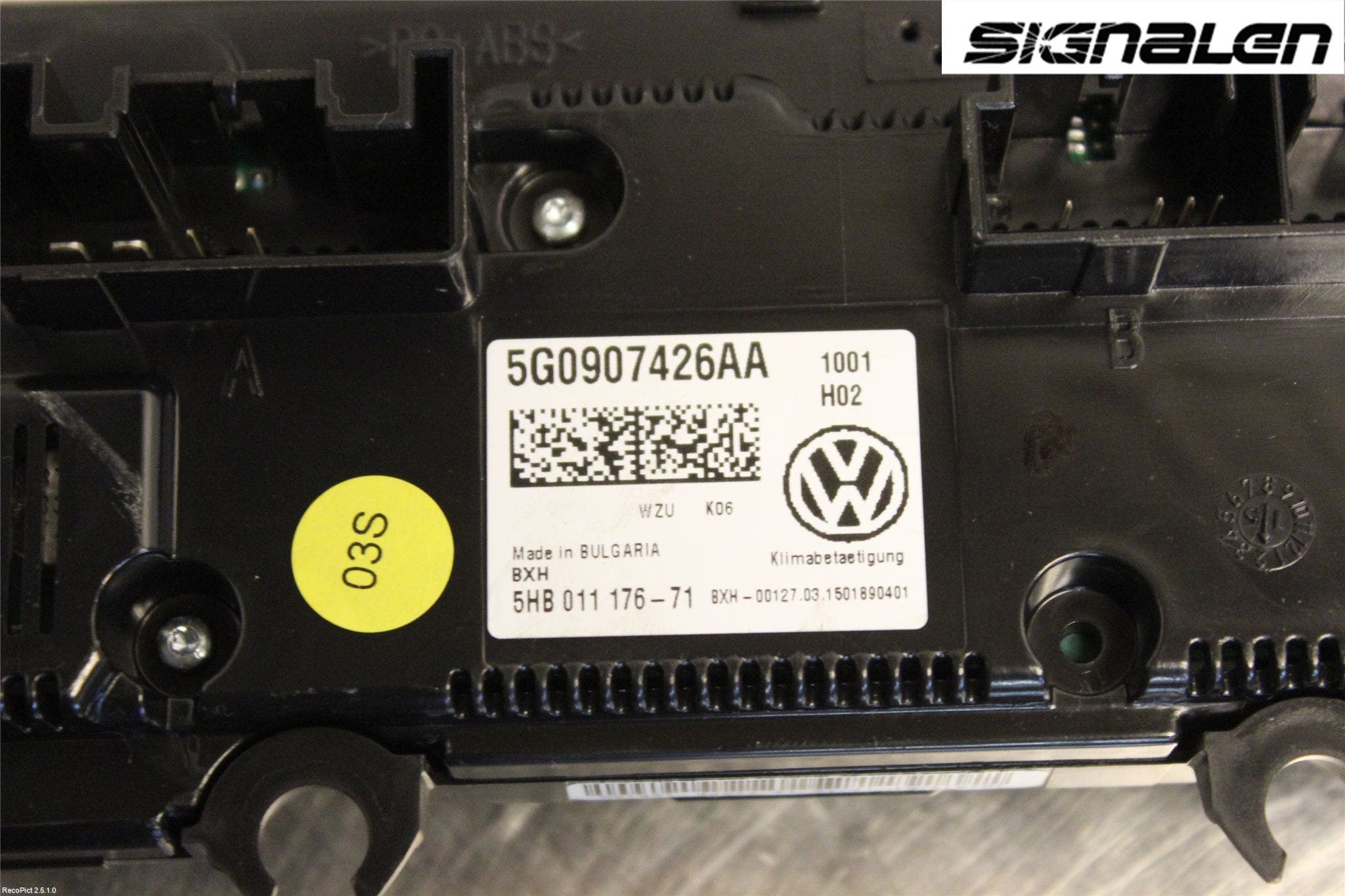 Volkswagen VW GOLF / E-GOLF VII 13-20 Varme Ac Betjening-Display