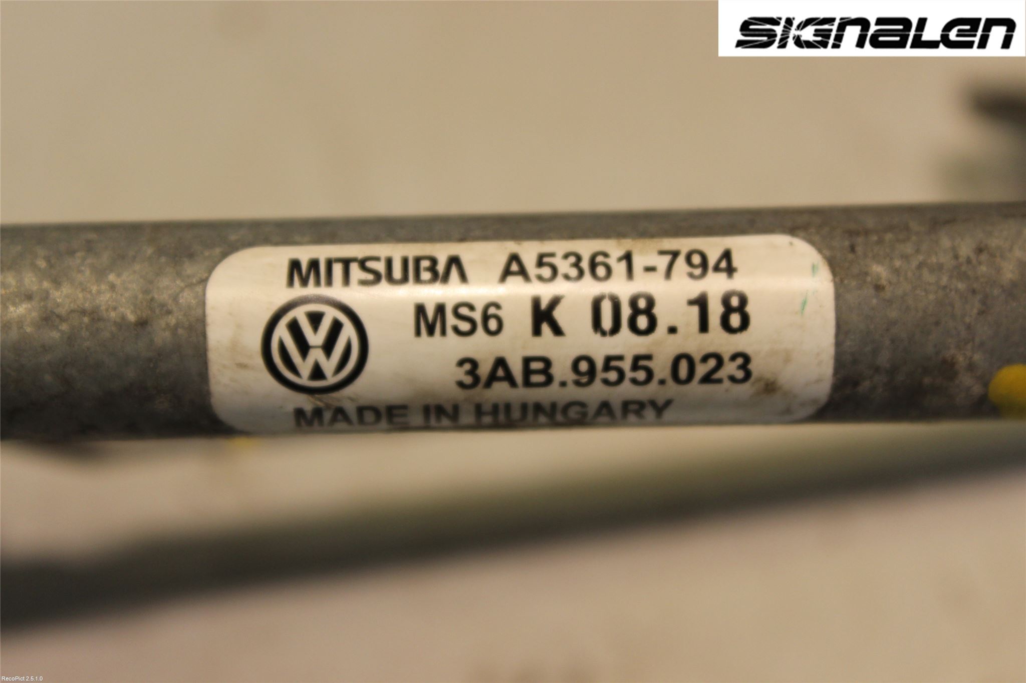 Volkswagen VW PASSAT 11-14 Viskeroverføring Frontrute