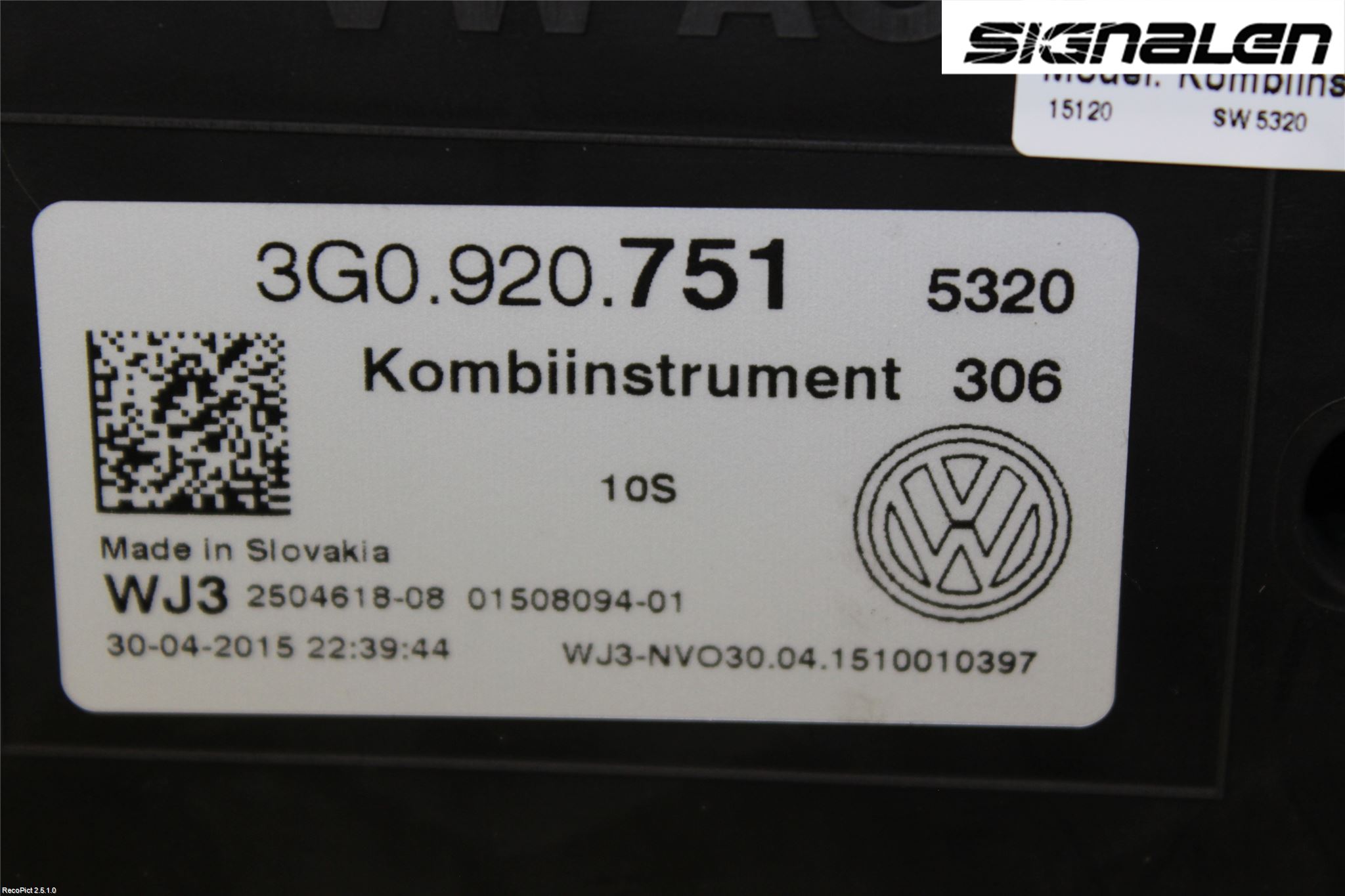 Volkswagen VW PASSAT 15-19 Instr Kombinert