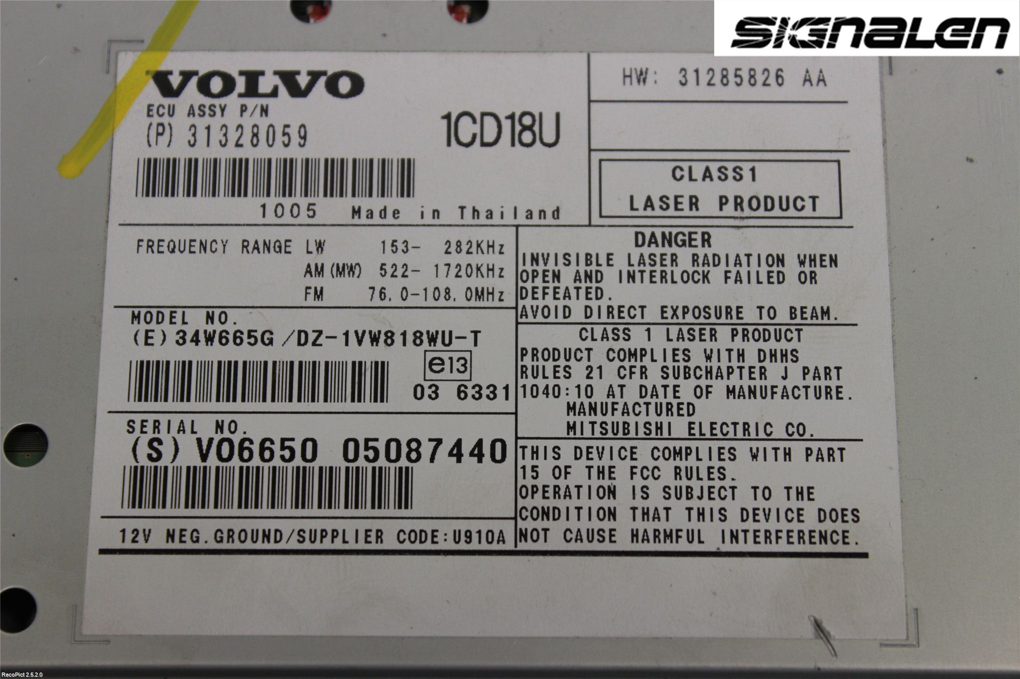 Volvo S40 08-12 Stereo Radio Med Cd