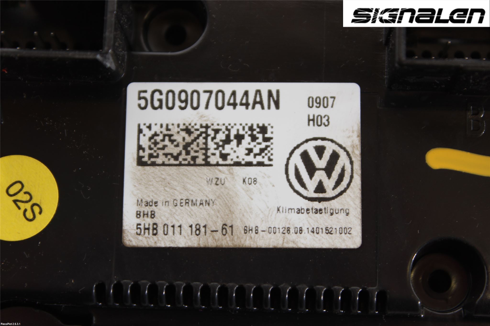 Volkswagen VW GOLF SPORTSVAN 15-20 Varme Ac Betjening-Display