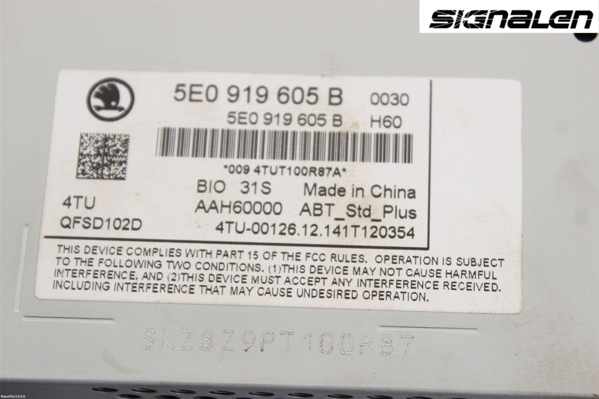 Skoda OCTAVIA (5E) 13-20 Stereo Radio