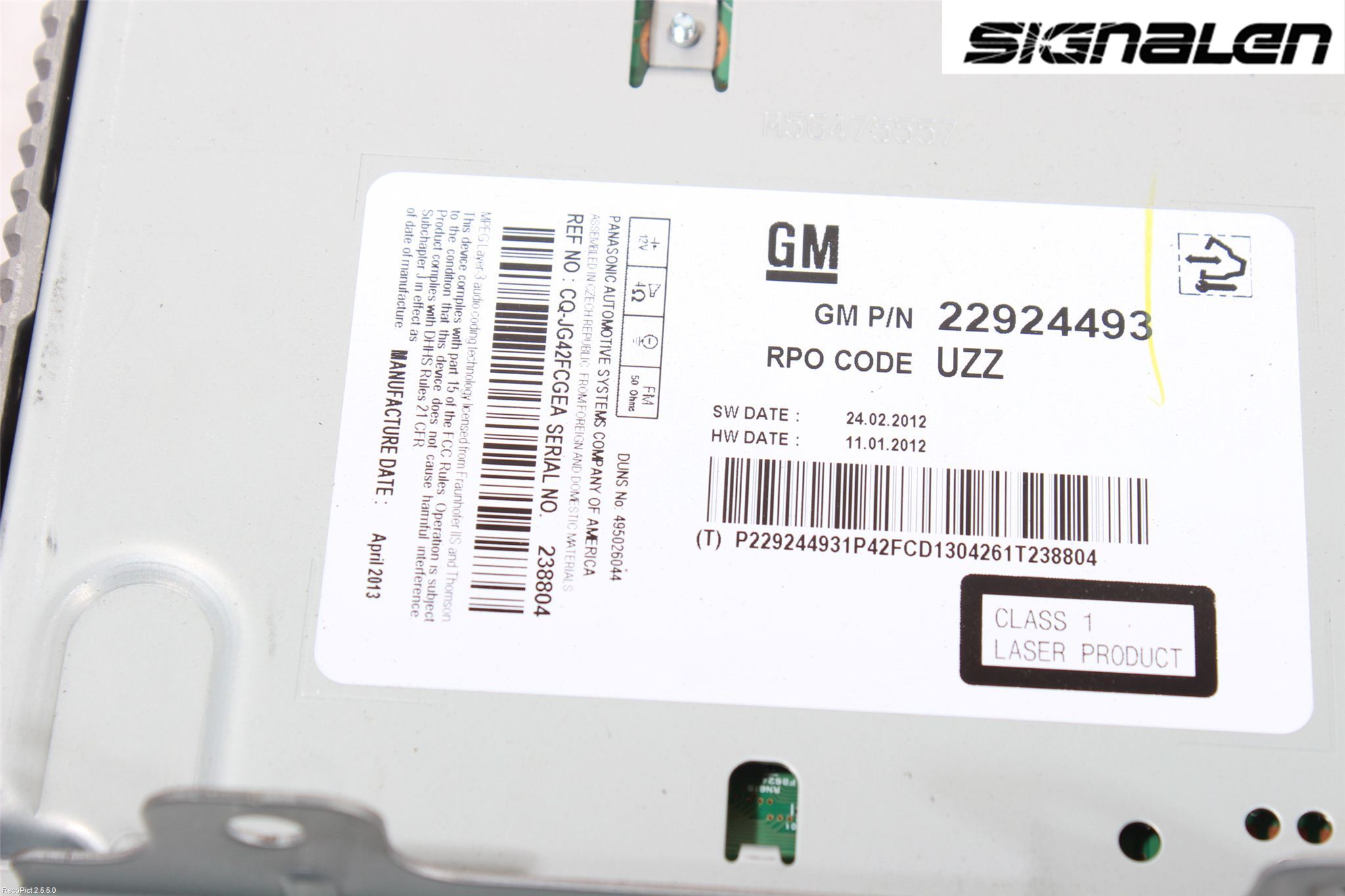 Opel ASTRA J 10-15 Stereo Radio