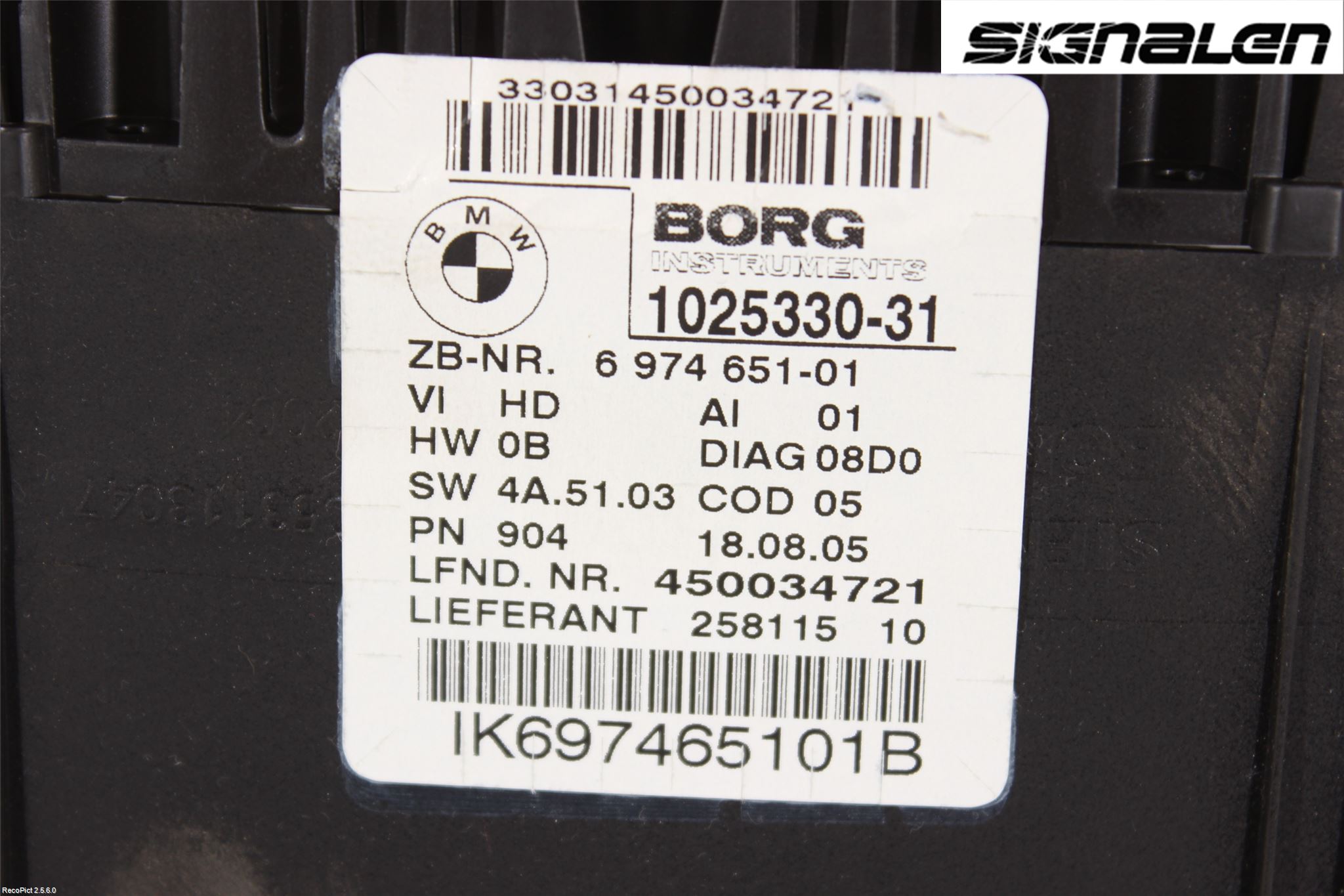 BMW 3 E90/91 SED/TOU 05-12 Instr Kombinert