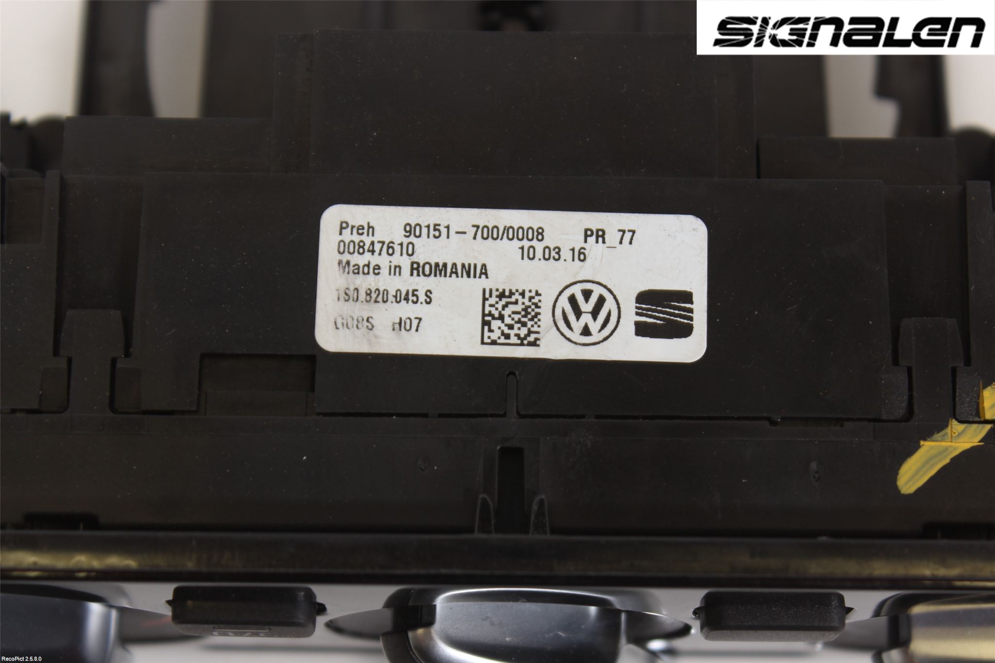 Volkswagen VW UP! / E-UP! Varme Ac Betjening-Display