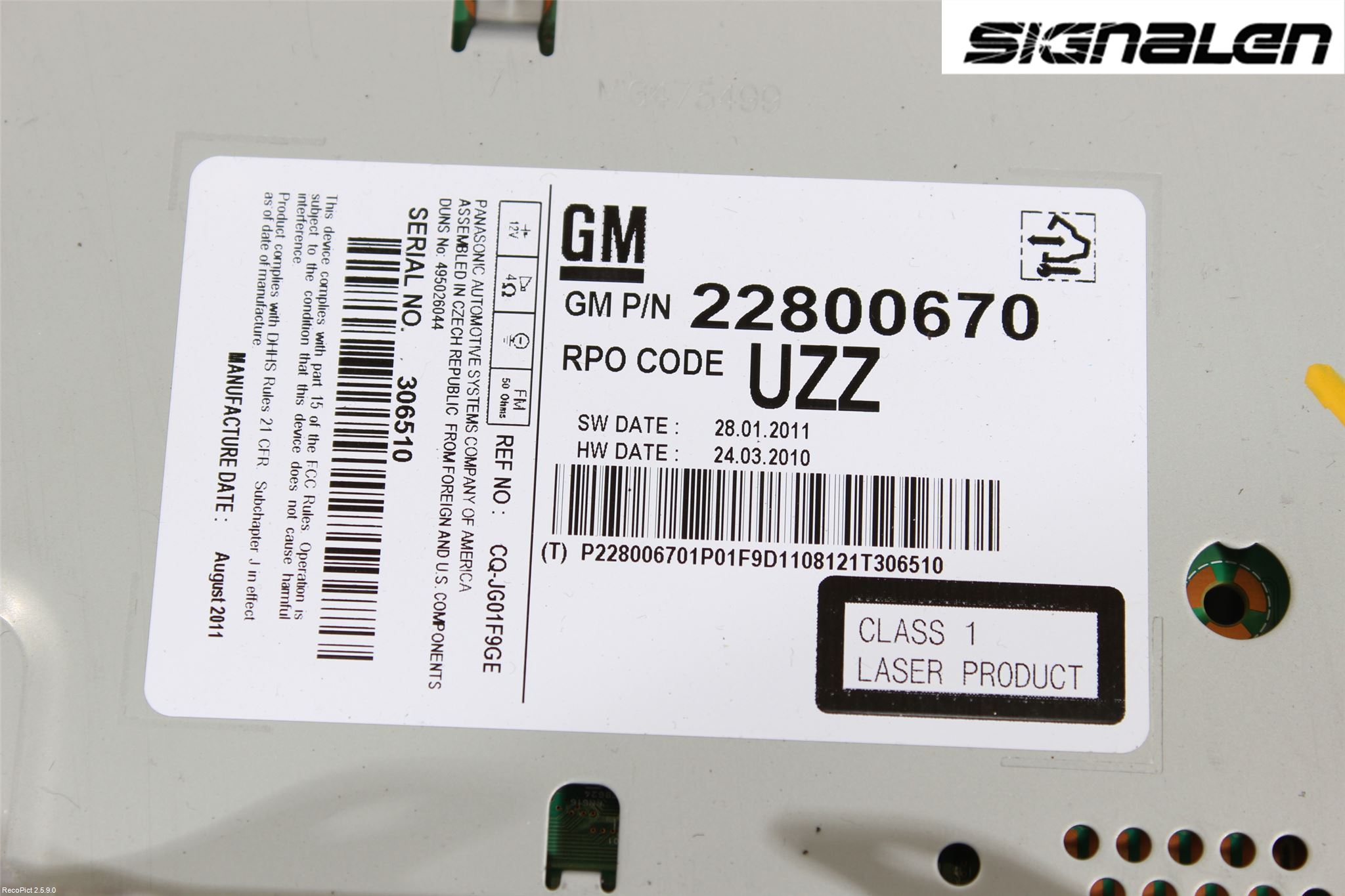 Opel ASTRA J 10-15 Stereo Radio
