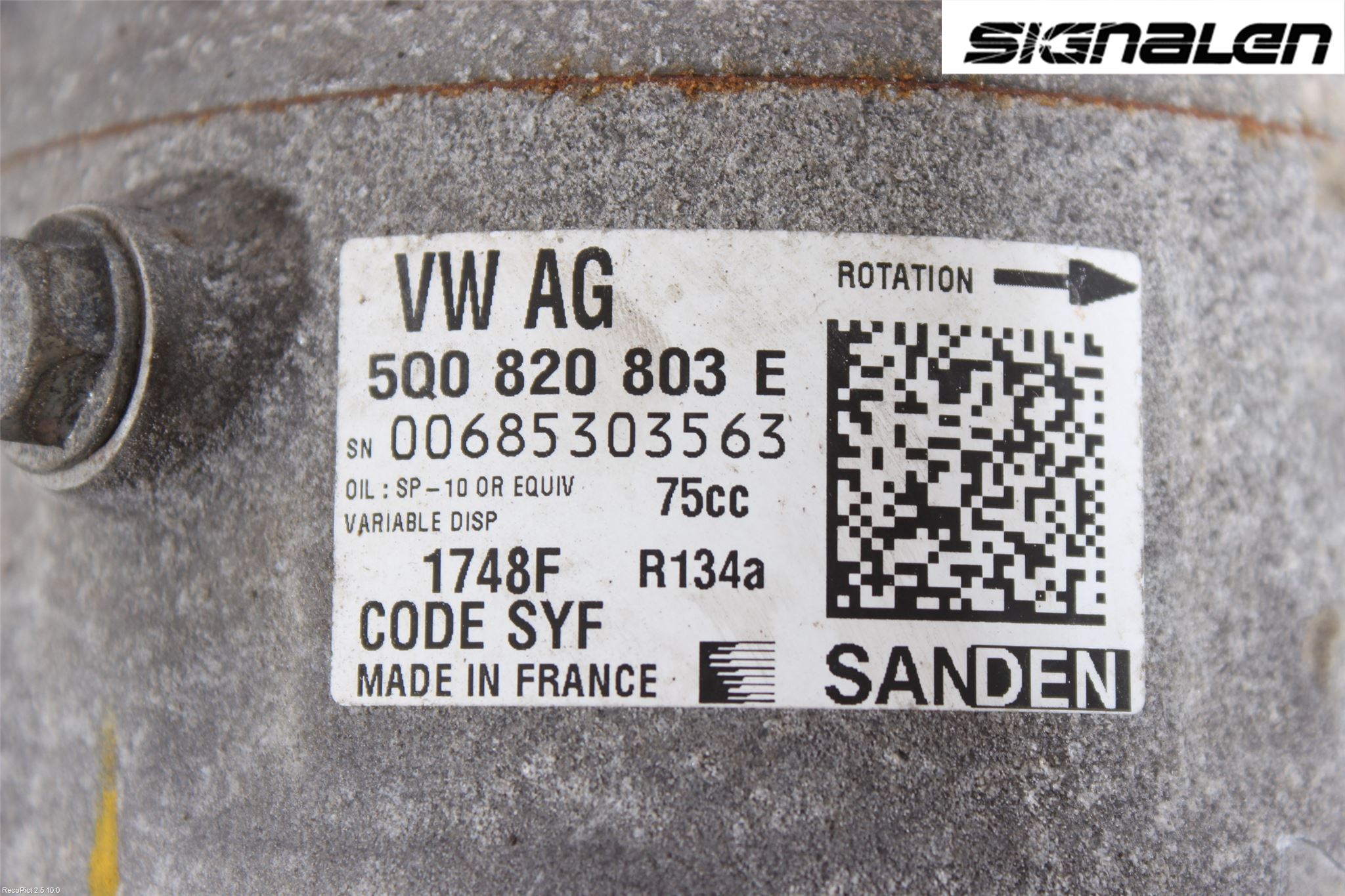 Volkswagen VW GOLF / E-GOLF VII 13-20 Varme Ac Kompressor