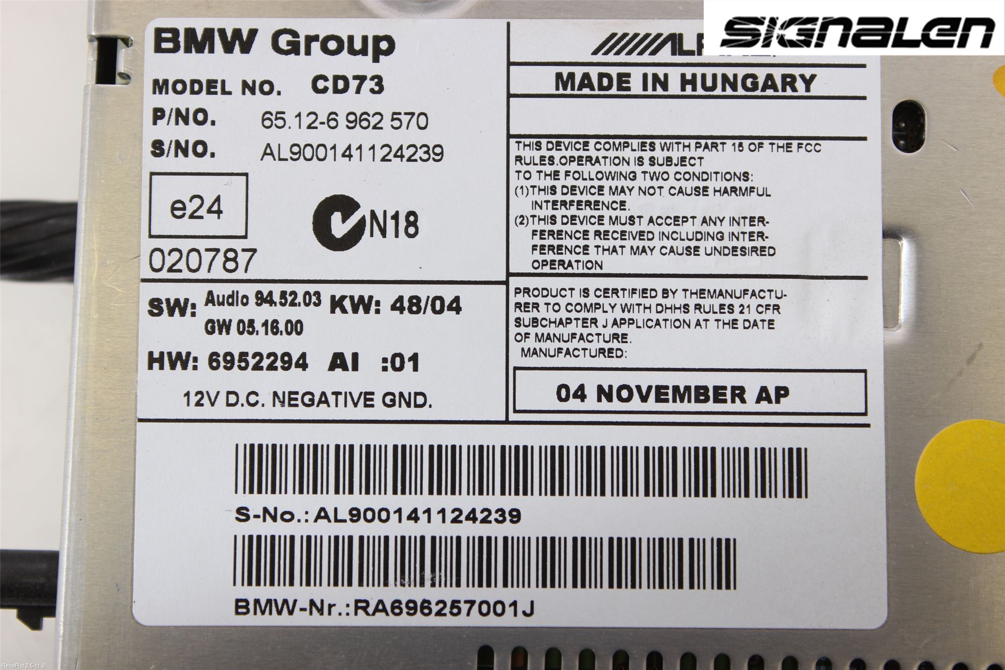 BMW 3 E90/91 SED/TOU 05-12 Stereo Radio