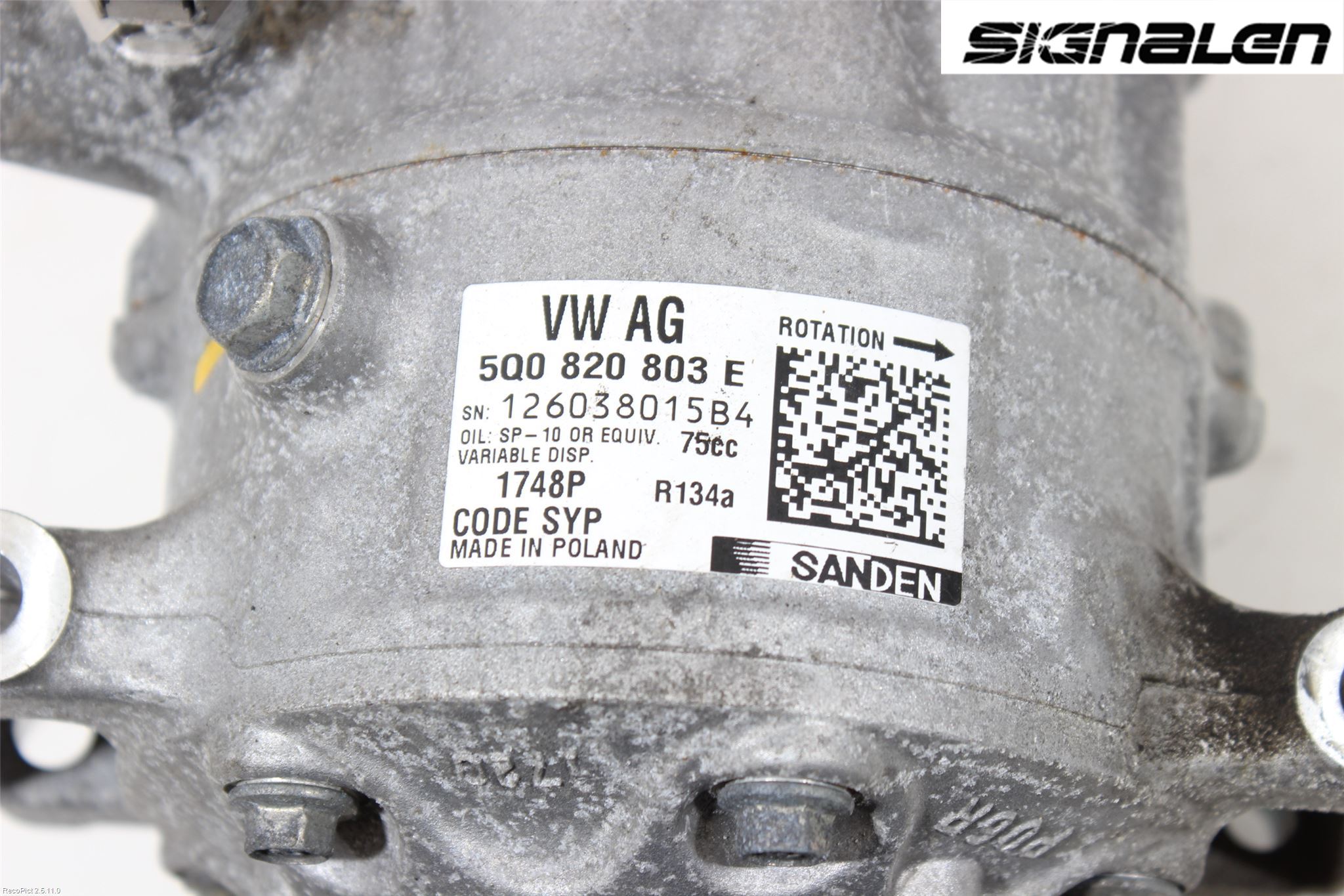 Volkswagen VW GOLF / E-GOLF VII 13-20 Varme Ac Kompressor