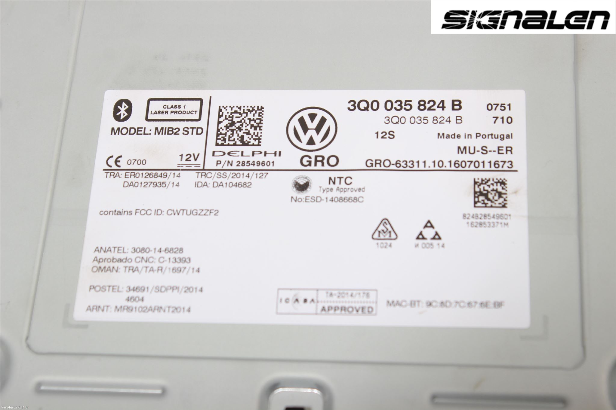 Volkswagen VW TIGUAN 16-24 Stereo Radio