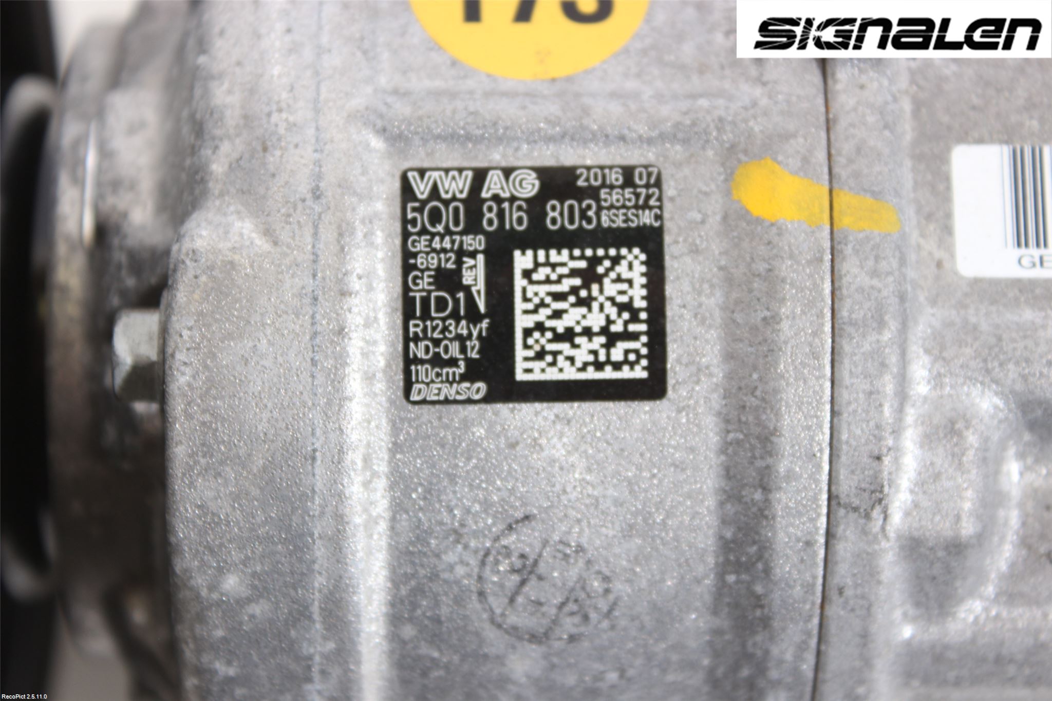 Volkswagen VW GOLF / E-GOLF VII 13-20 Varme Ac Kompressor
