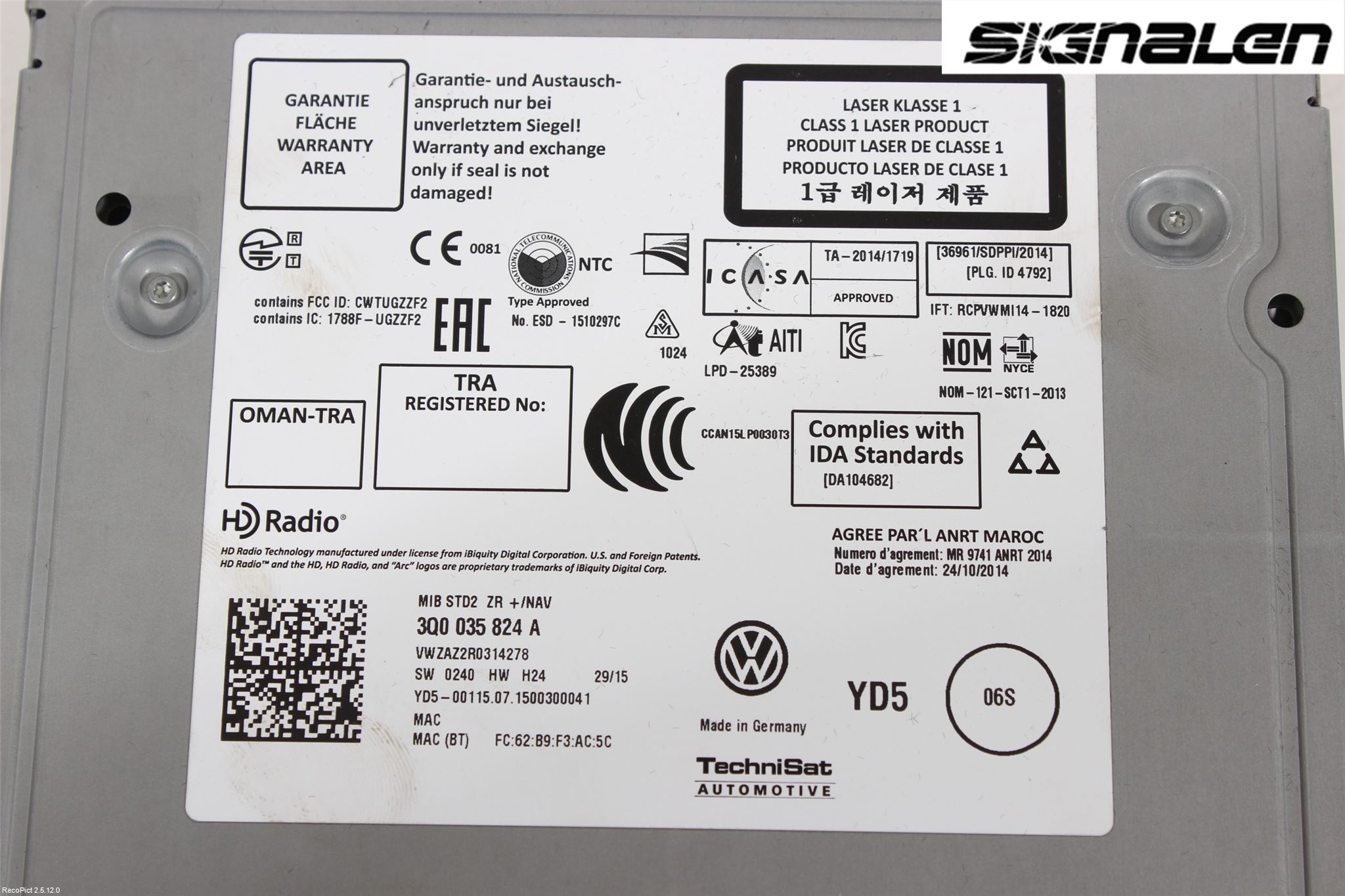 Volkswagen VW GOLF / E-GOLF VII 13-20 Stereo Radio