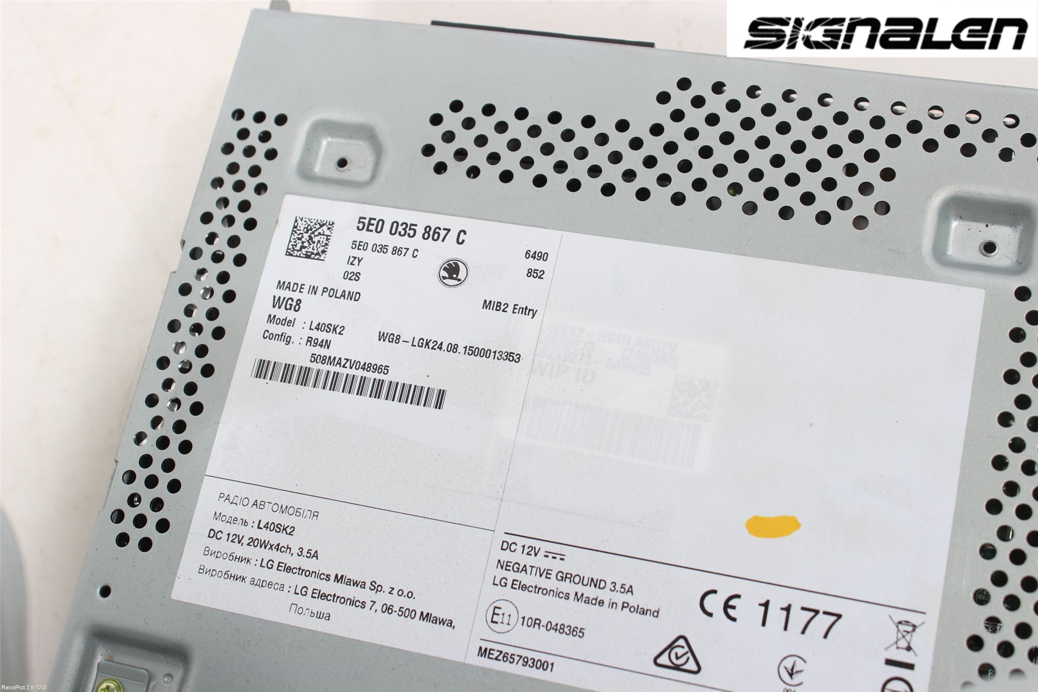 Skoda OCTAVIA (5E) 13-20 Stereo Radio