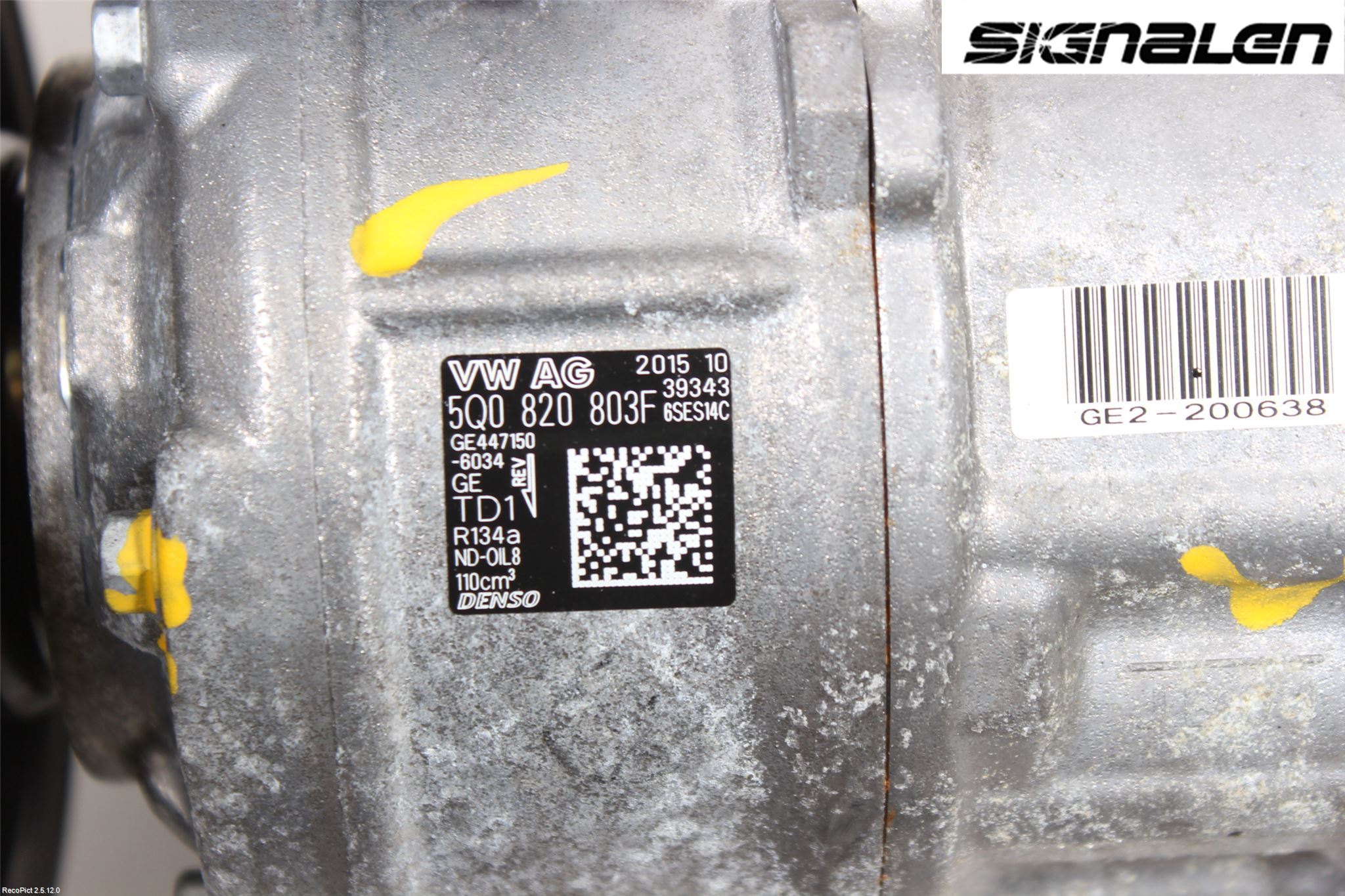 Volkswagen VW GOLF / E-GOLF VII 13-20 Varme Ac Kompressor