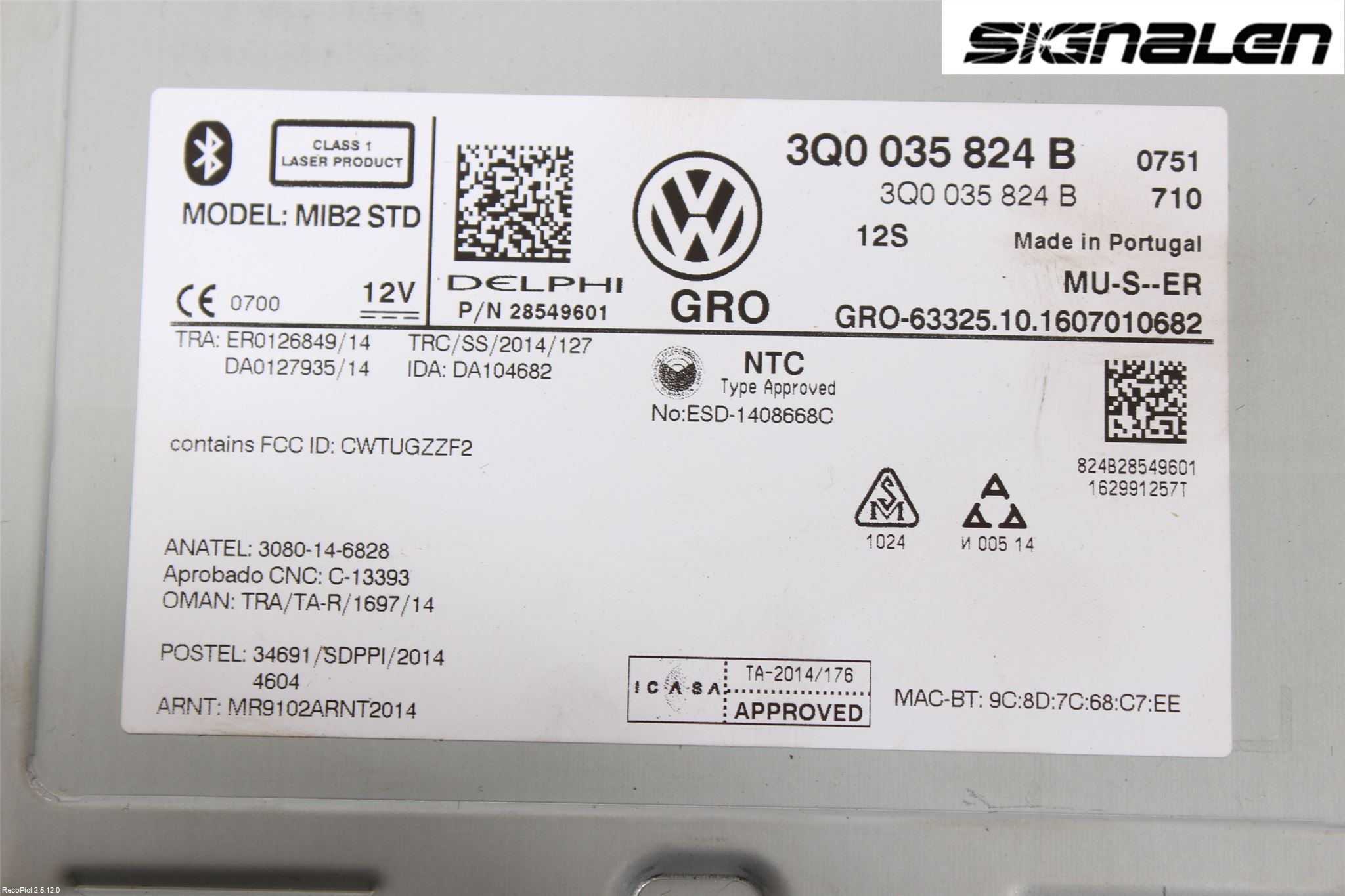 Volkswagen VW PASSAT 15-19 Stereo Radio