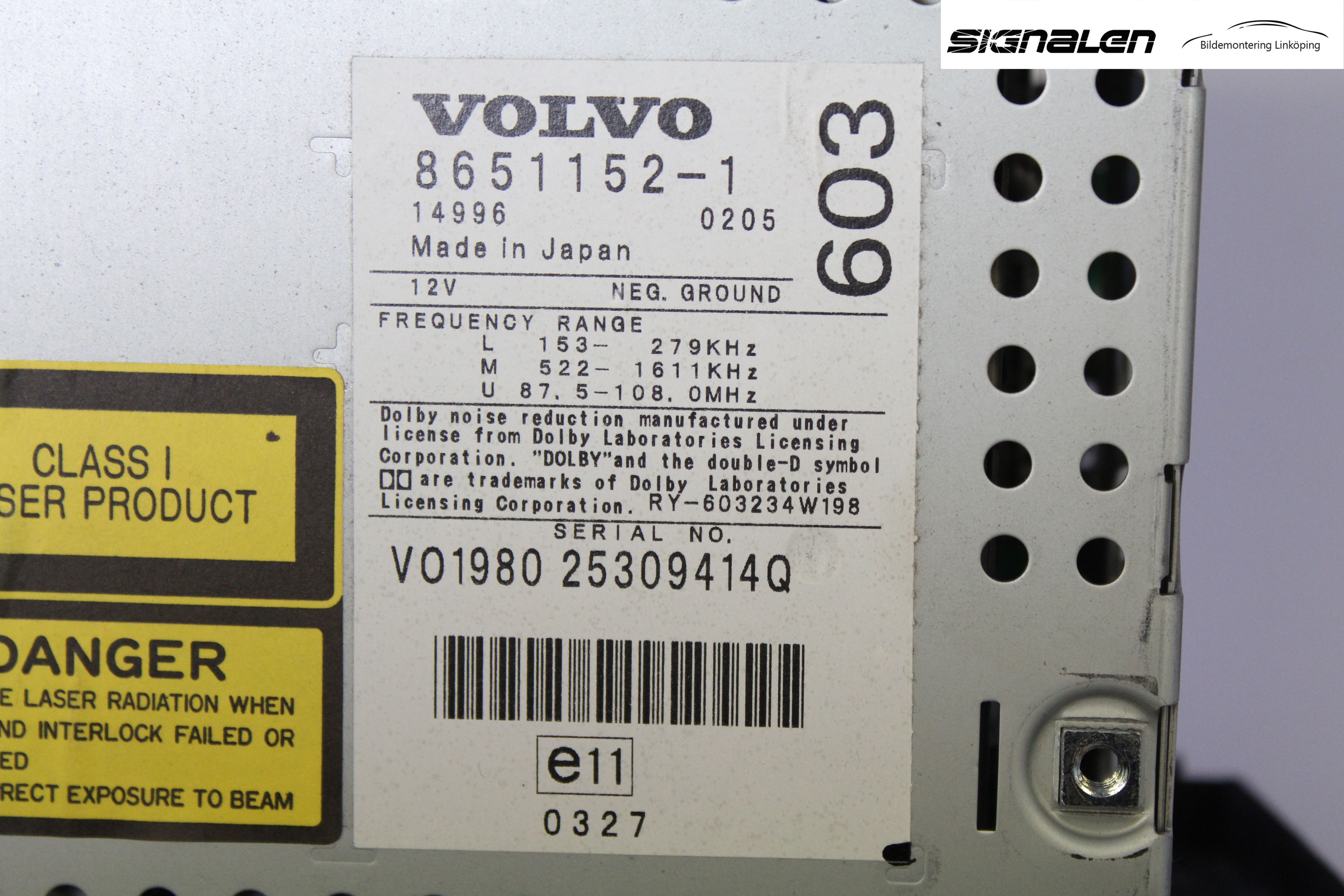 Volvo S60 01-04 Stereo Radio Med Cd